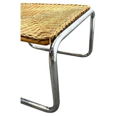 Tabouret ou table d'appoint postmoderne Martin Visser en osier et chrome