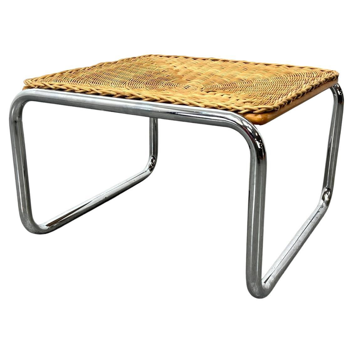 Post modern Martin Visser Wicker and chrome stool or side table  For Sale