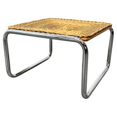 Retro Post modern Martin Visser Wicker and chrome stool or side table 