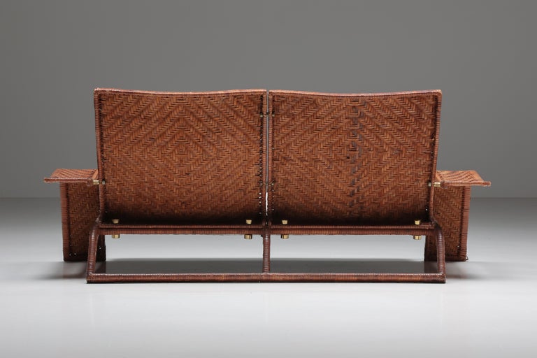 Late 20th Century Post-Modern Marzio Cecchi Leather Two-Seater Couch, Italian Design, 1970s For Sale