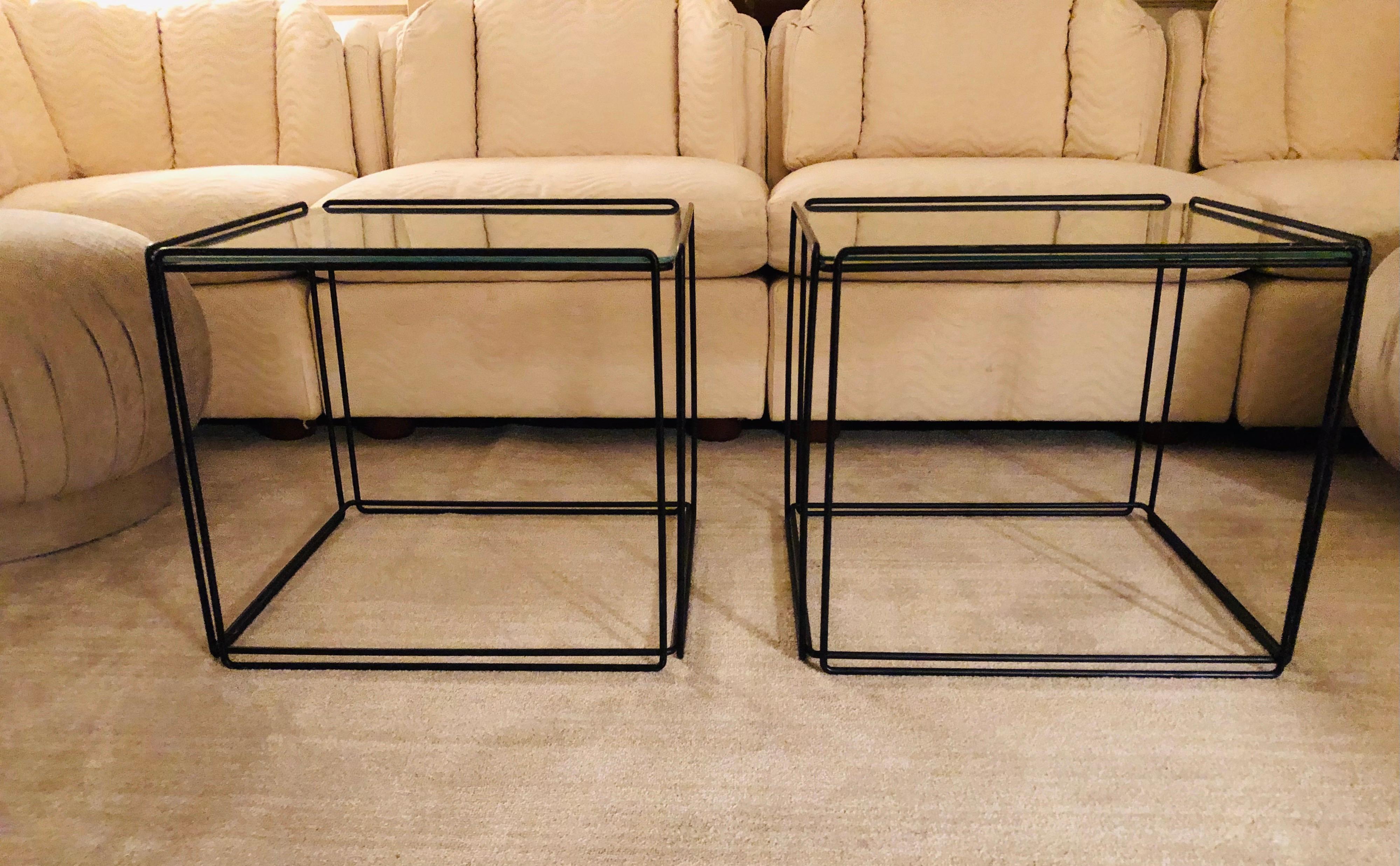 Postmodern Max Sauze for Atrow “Isocele” Tables, a Pair 3