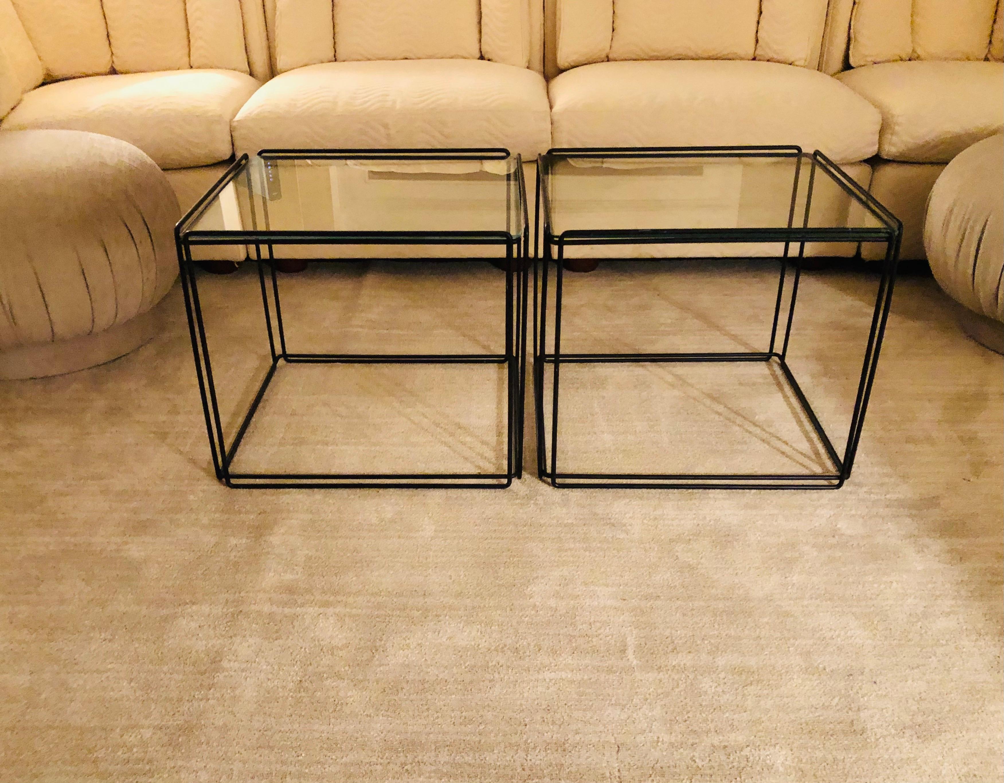 French Postmodern Max Sauze for Atrow “Isocele” Tables, a Pair