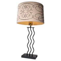 Post Modern Memphis Alsy Style Squiggle Form Black Metal Table Lamp c. 1980/90s