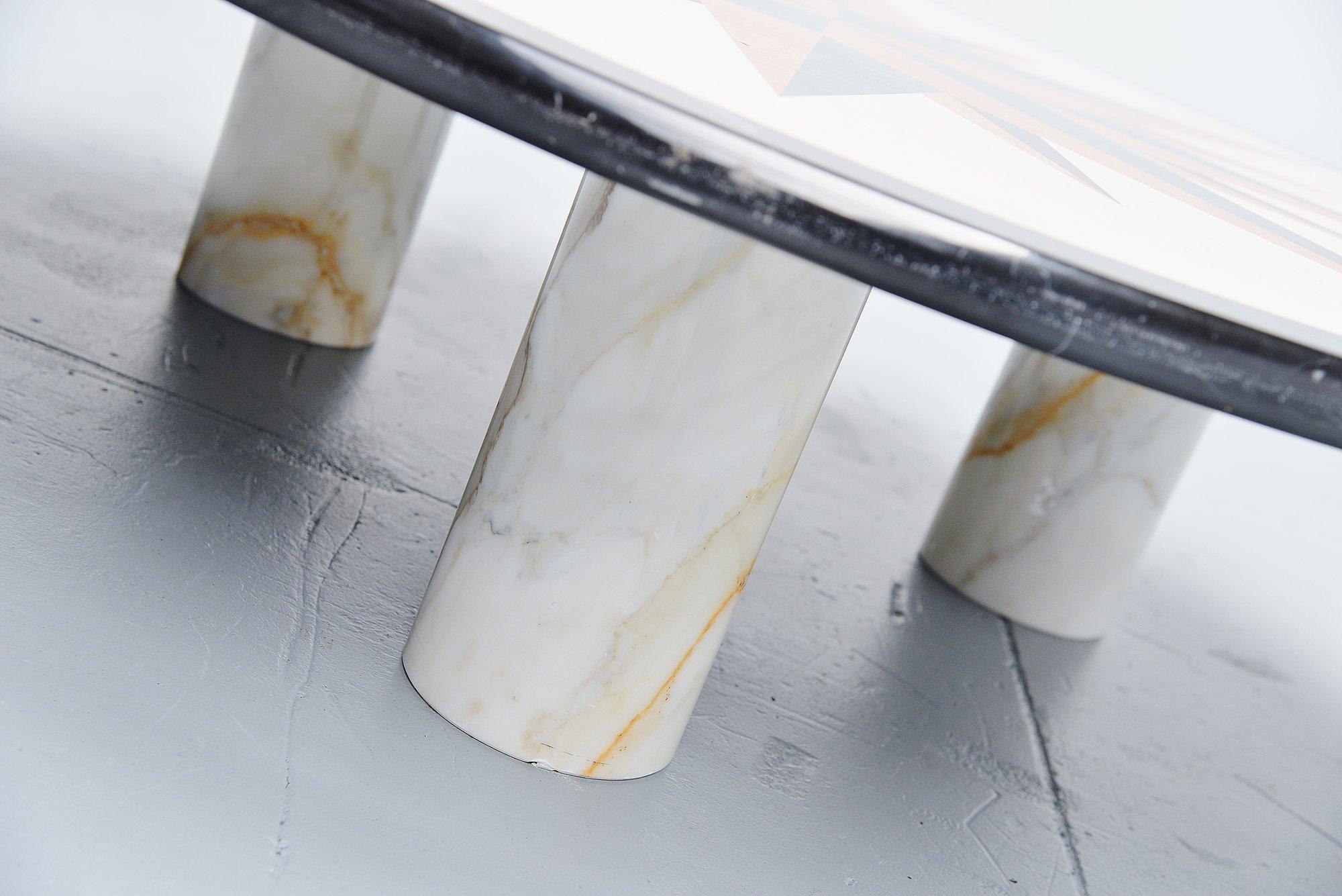 Post Modern Memphis Coffee Table in Marble, Italy, 1980 In Fair Condition In Roosendaal, Noord Brabant