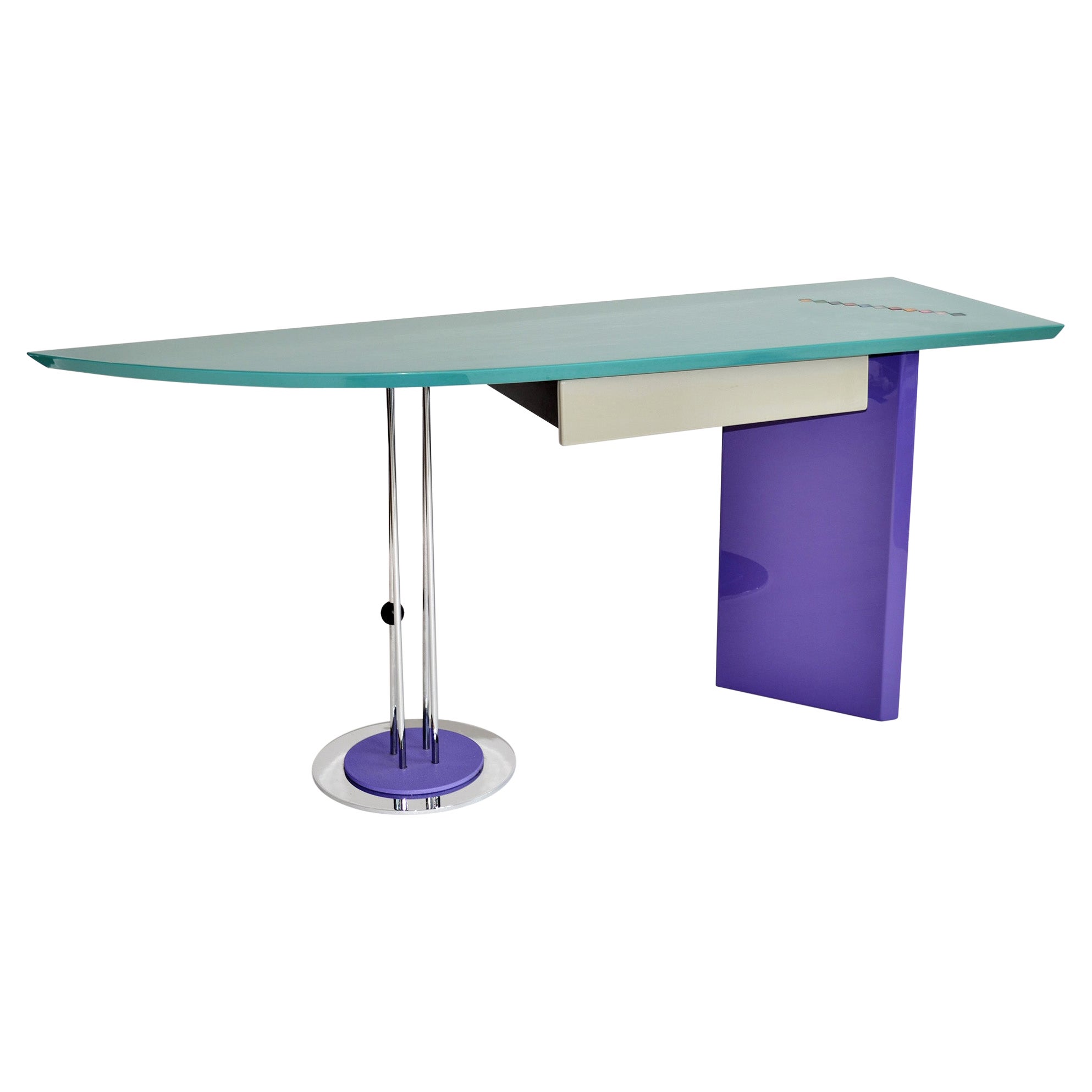 Post Modern Memphis Deco Style Writing Desk by Saporiti Maurizio Salvato 1980s