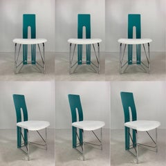 Post modern Memphis dining chairs in bouclé, 1980s