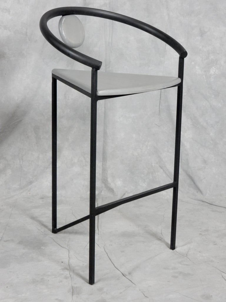 Post Modern Memphis Era Grey Cerused Bar Stools For Sale at 1stDibs