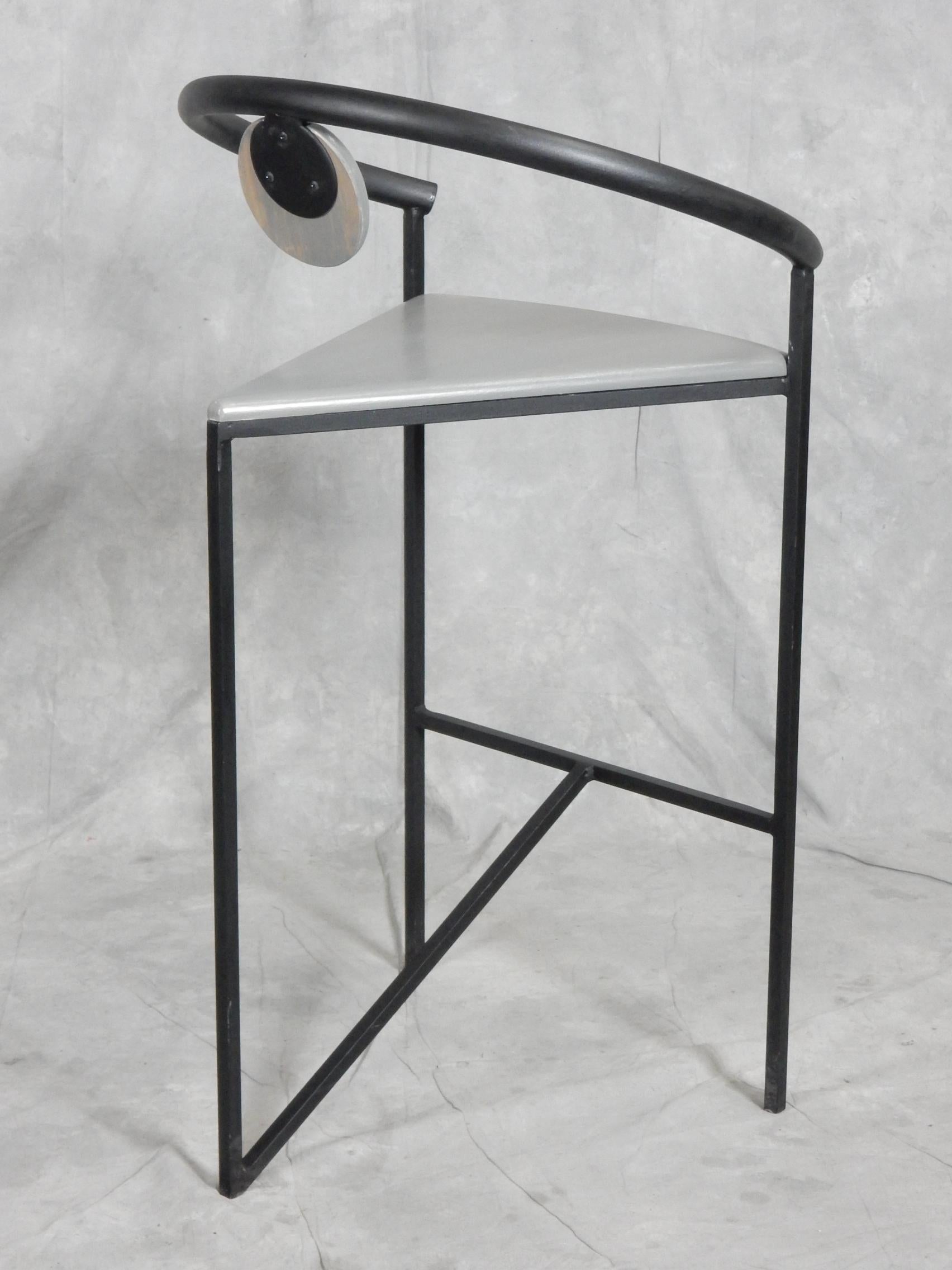 American Post Modern Memphis Era Grey Oak Bar Stools For Sale