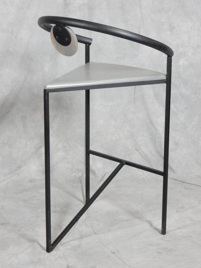 Post Modern Memphis Era Grey Cerused Bar Stools For Sale at 1stDibs
