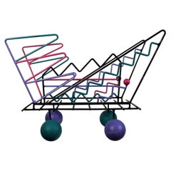 Post Modern Memphis Magazine Rack Ettore Sottsass Era