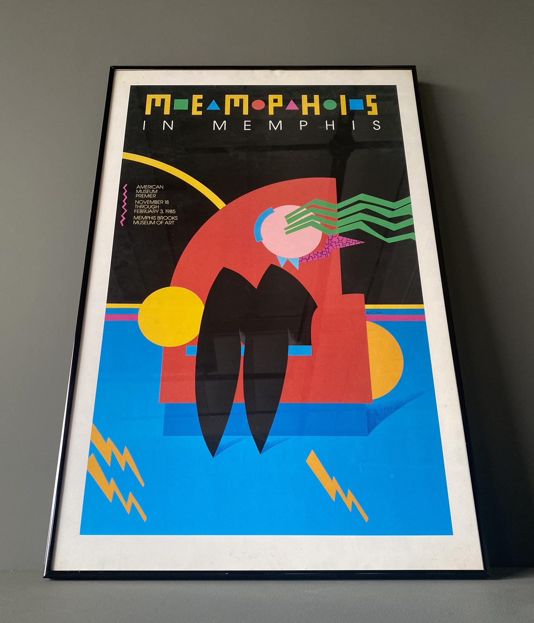 Poster incorniciato di Memphis Milano d'epoca 