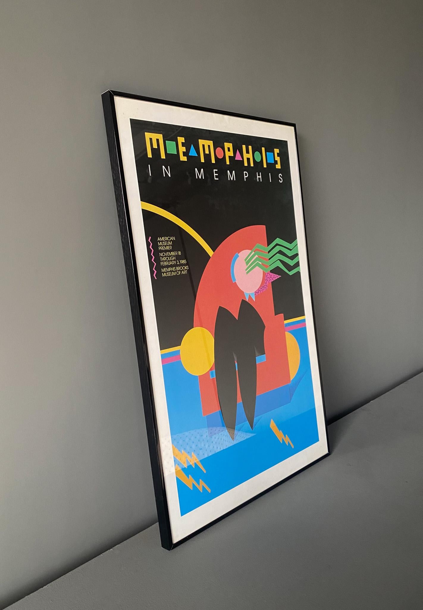 Postmoderno Poster postmoderno di Memphis Milano con cornice, 1985