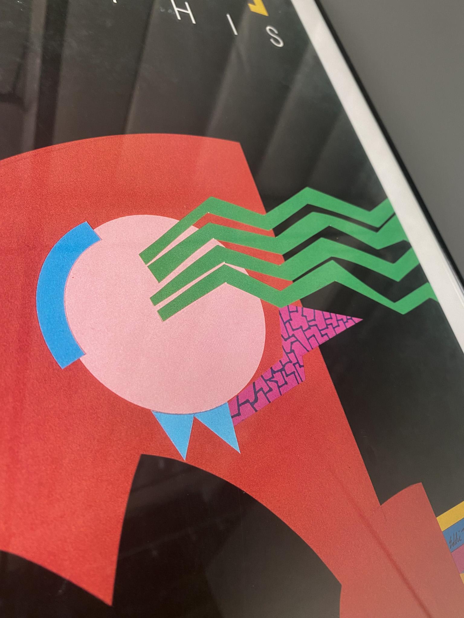 Americano Poster postmoderno di Memphis Milano con cornice, 1985