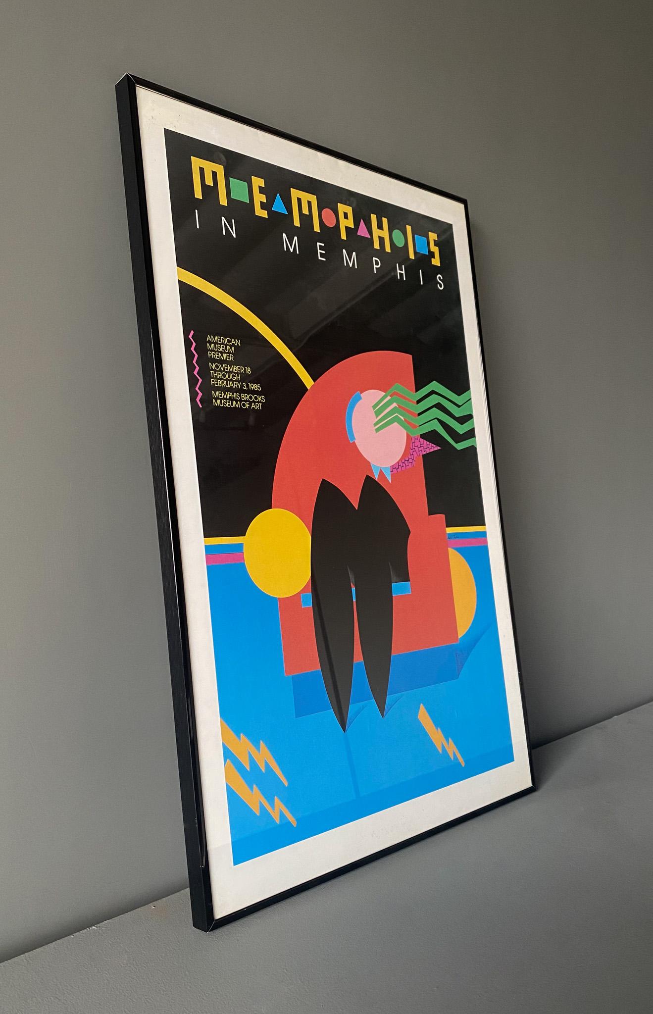 Smaltato Poster postmoderno di Memphis Milano con cornice, 1985