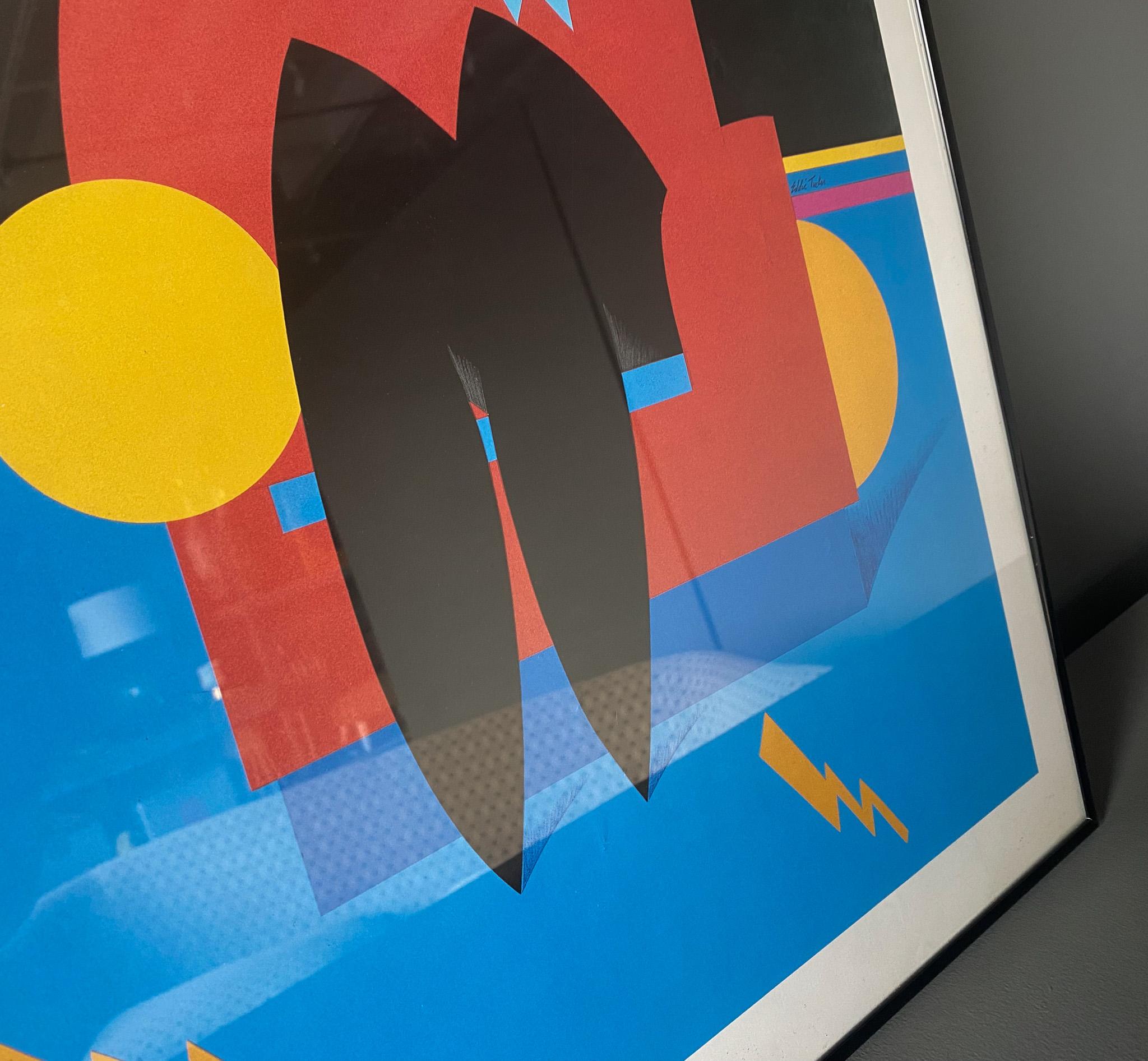 Alluminio Poster postmoderno di Memphis Milano con cornice, 1985