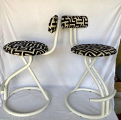 Post Modern Memphis Milano Style Geometric Swivel Stools by Cal-Style, Pair
