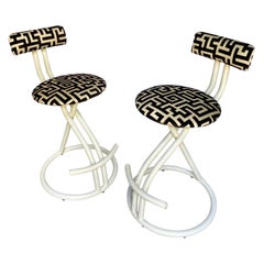 Vintage Post Modern Memphis Milano Style Geometric Swivel Stools by Cal-Style, Pair