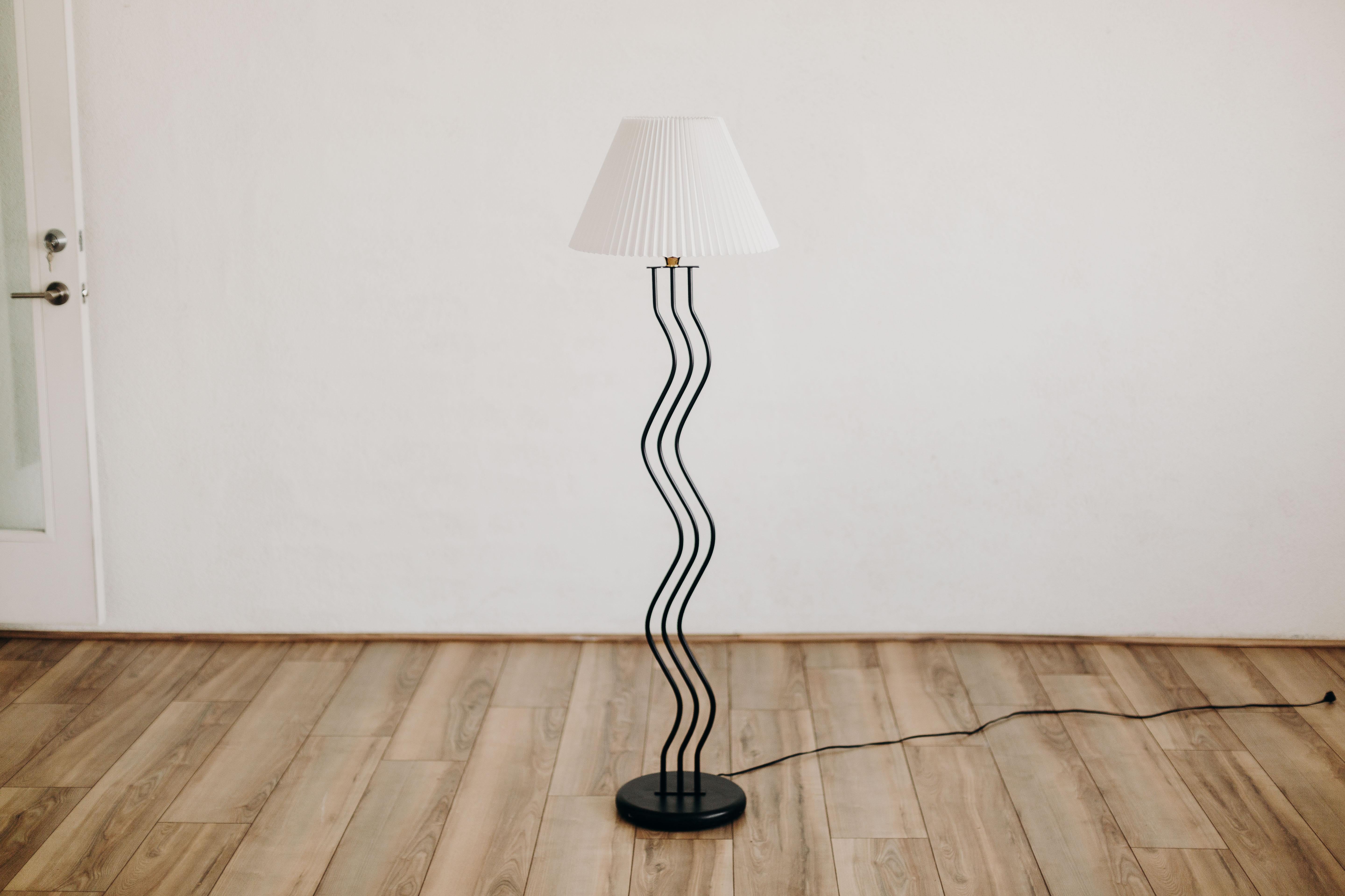Late 20th Century Post Modern Memphis Style Black Squiggle Floor Lamp