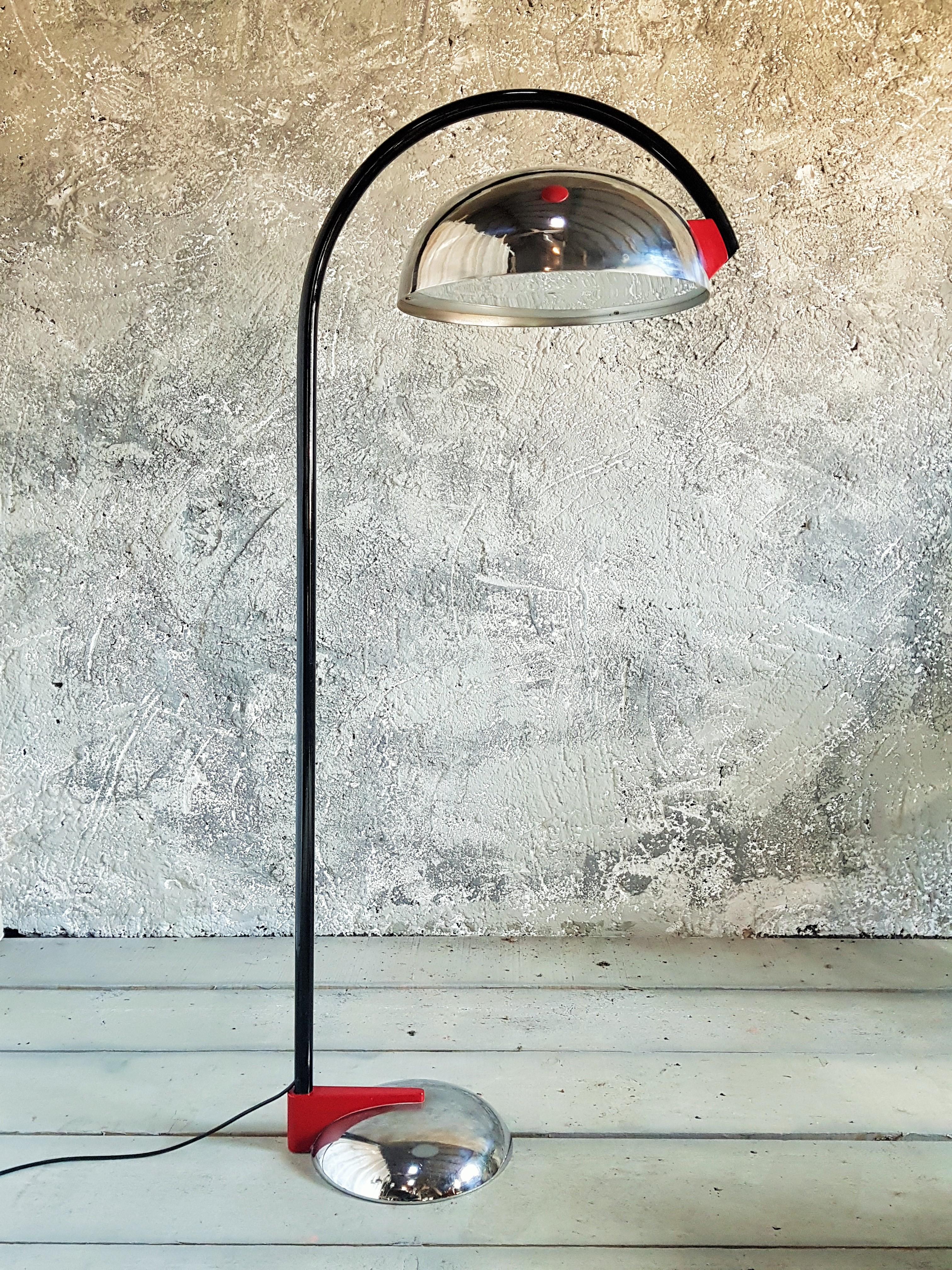 Post-Modern Memphis Style Chrome Reggiani Floor Lamp, Italy 1980 For Sale 5