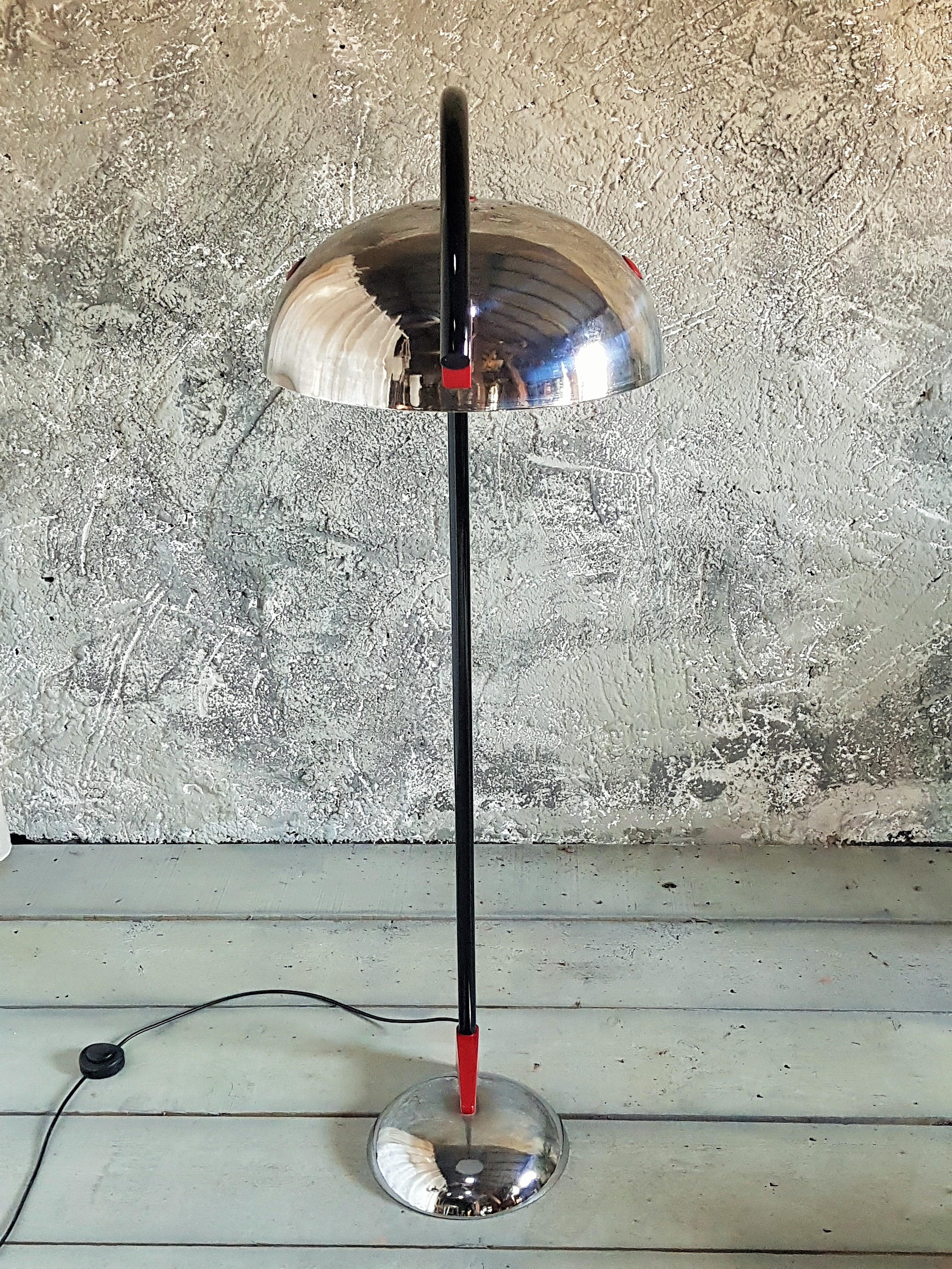 Post-Modern Memphis Style Chrome Reggiani Floor Lamp, Italy 1980 For Sale 8