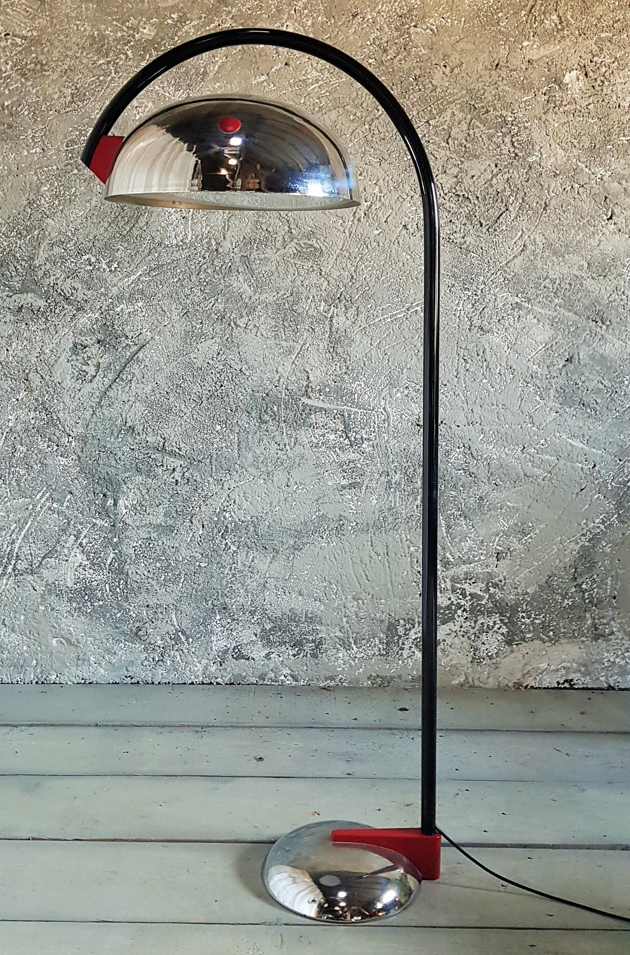 Post-Modern Memphis Style Chrome Reggiani Floor Lamp, Italy 1980 For Sale 9
