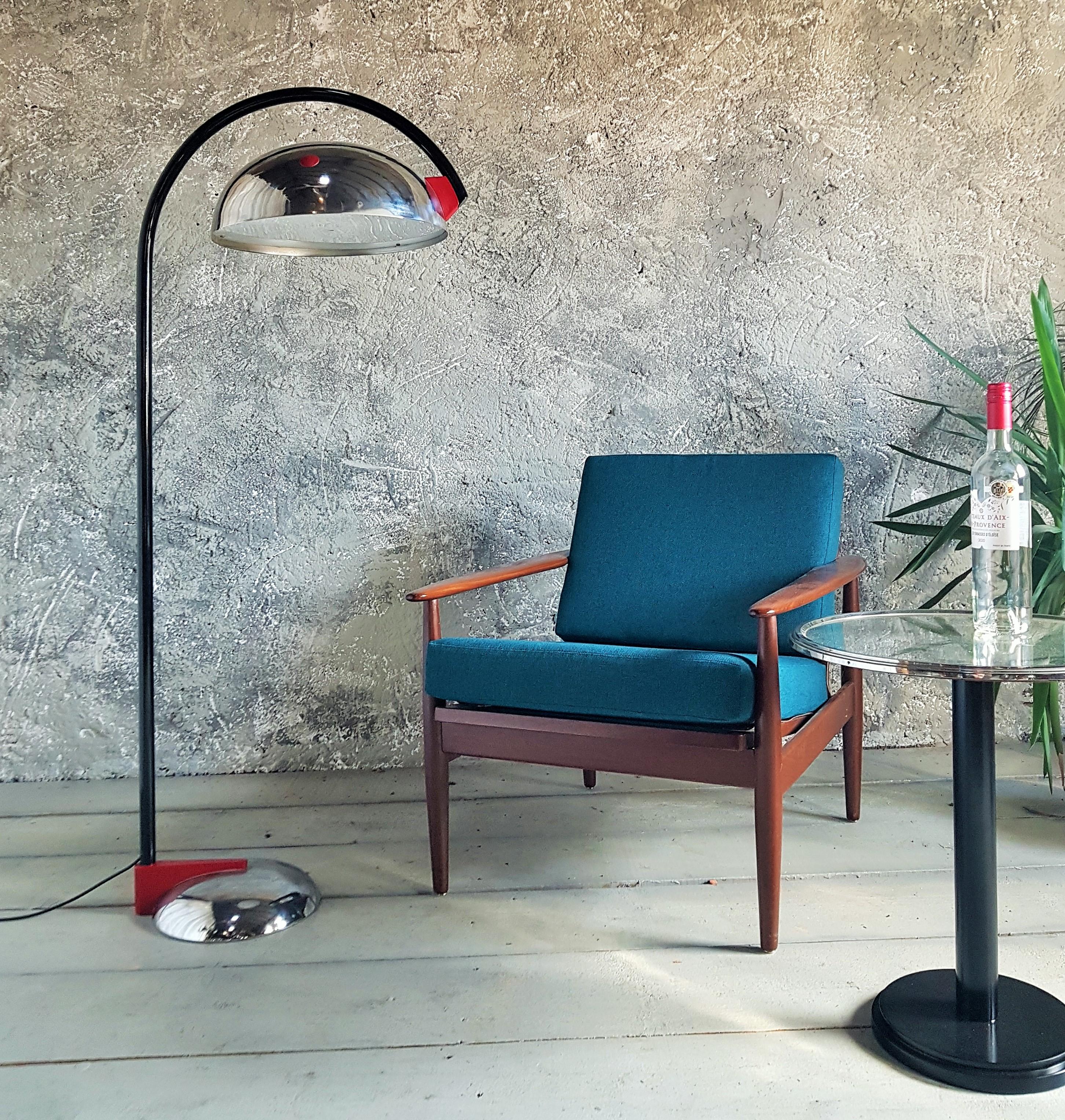 Italian Post-Modern Memphis Style Chrome Reggiani Floor Lamp, Italy 1980 For Sale