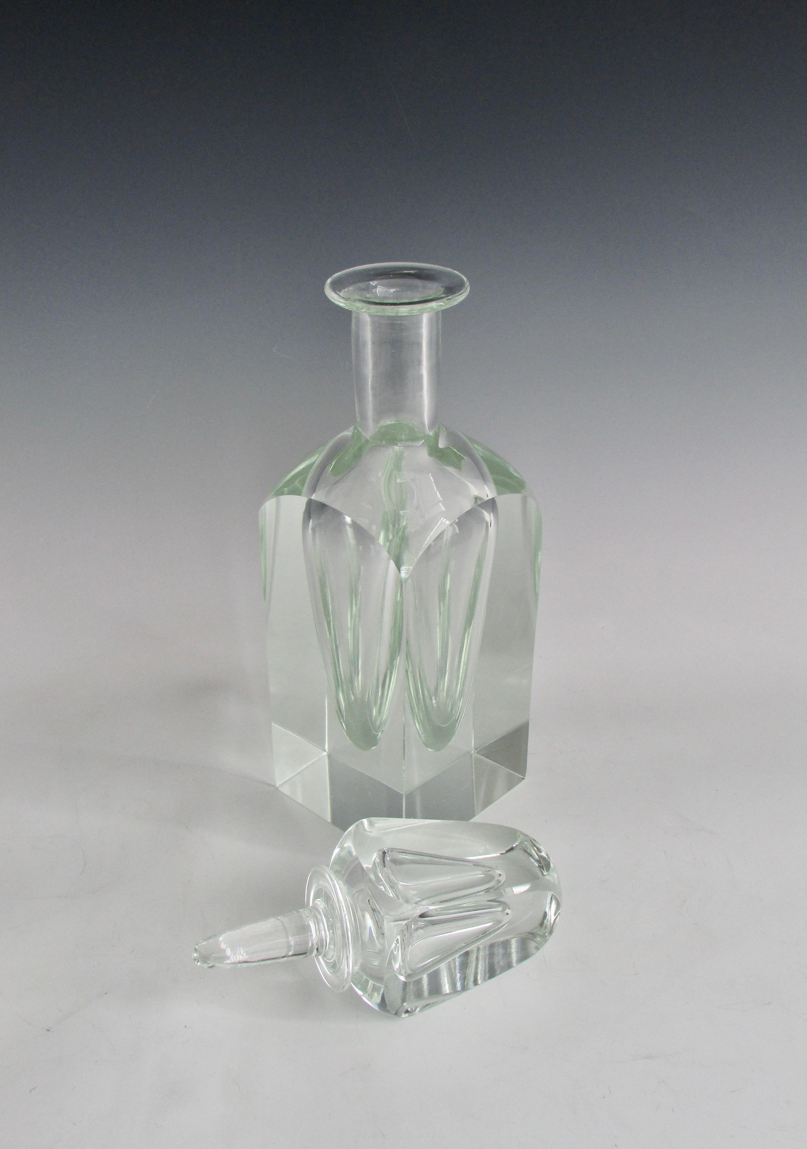 Italian Post Modern Memphis Style Clear Murano Polished Glass Decanter For Sale