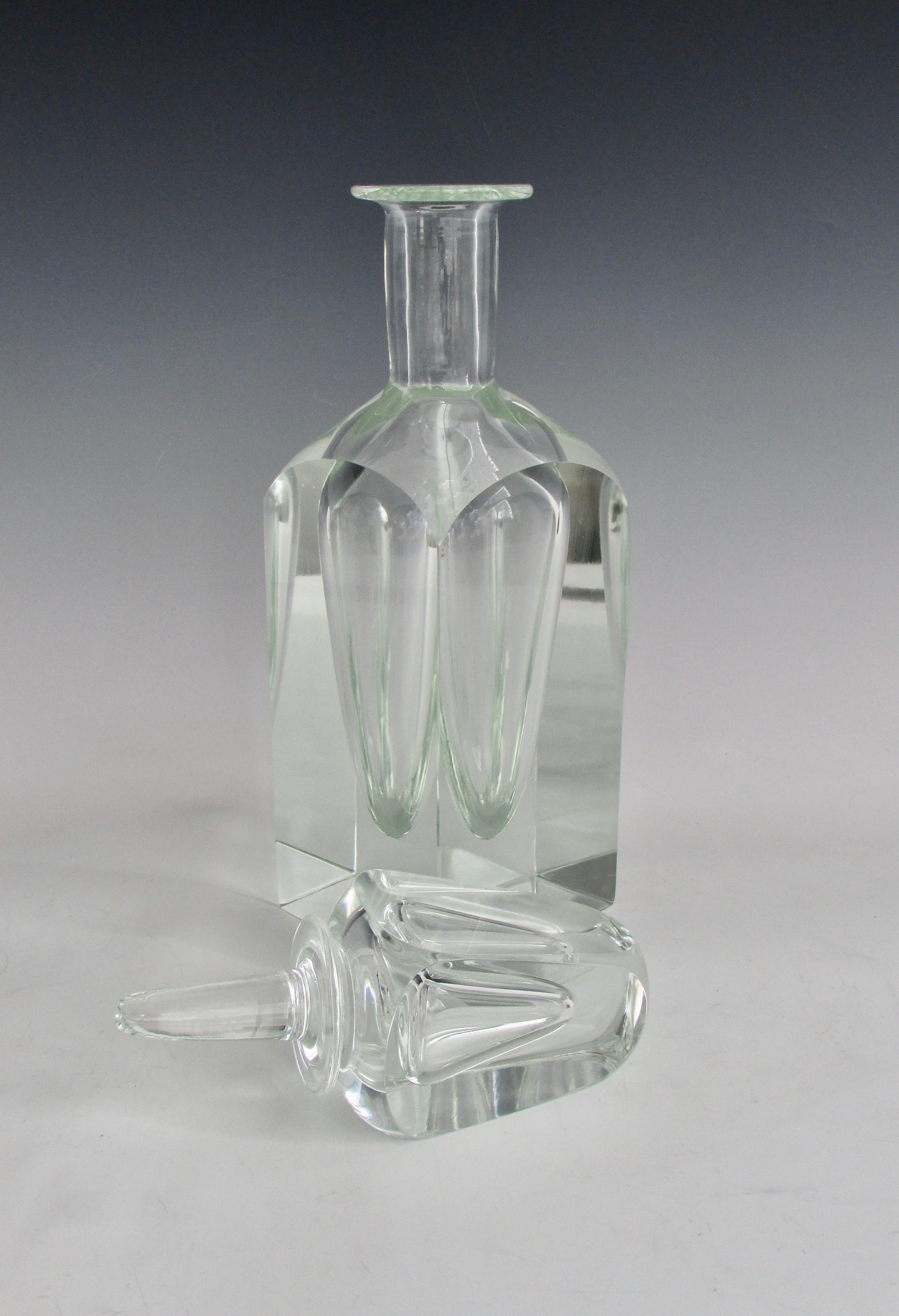 Hand-Crafted Post Modern Memphis Style Clear Murano Polished Glass Decanter For Sale