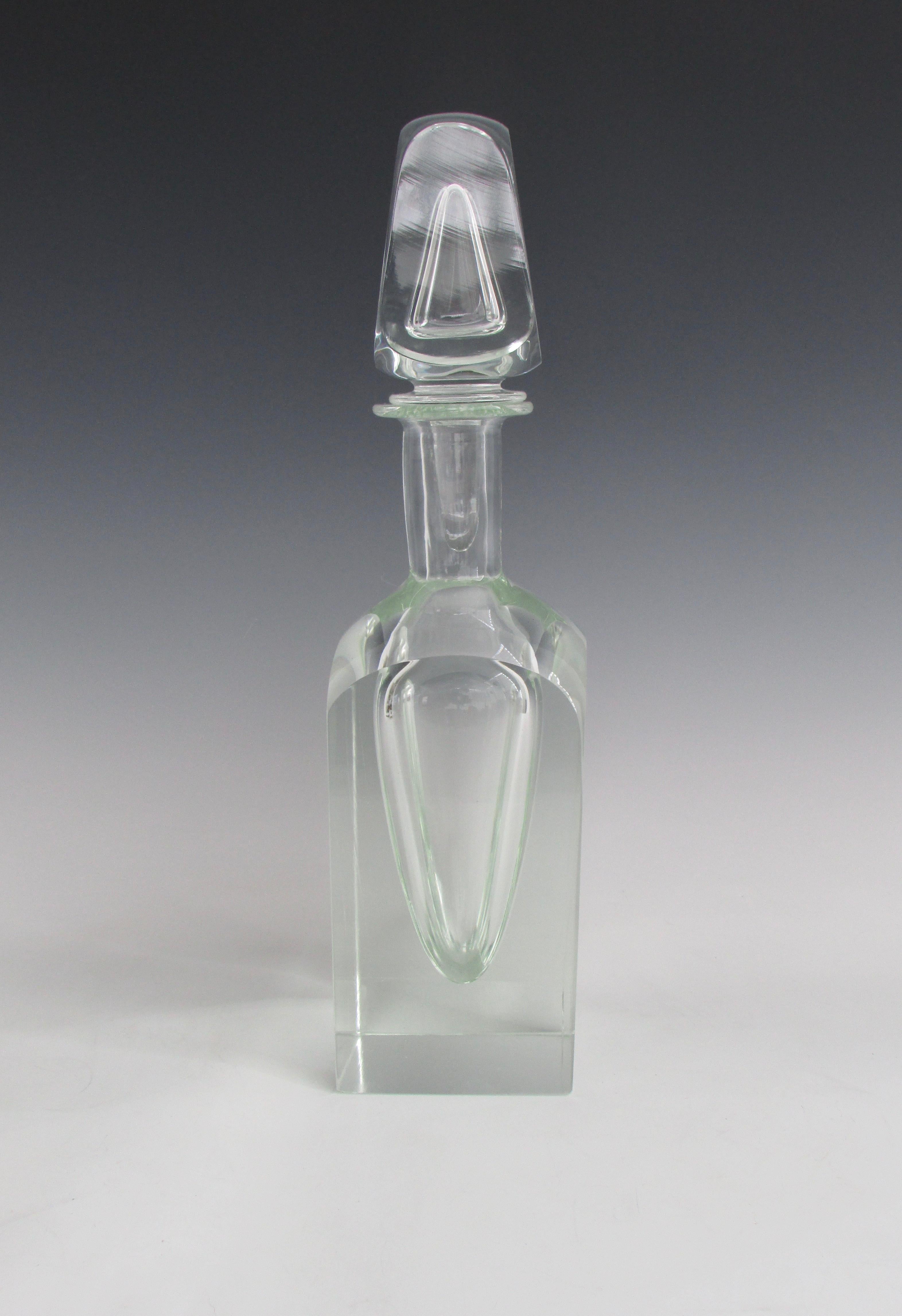 20th Century Post Modern Memphis Style Clear Murano Polished Glass Decanter For Sale