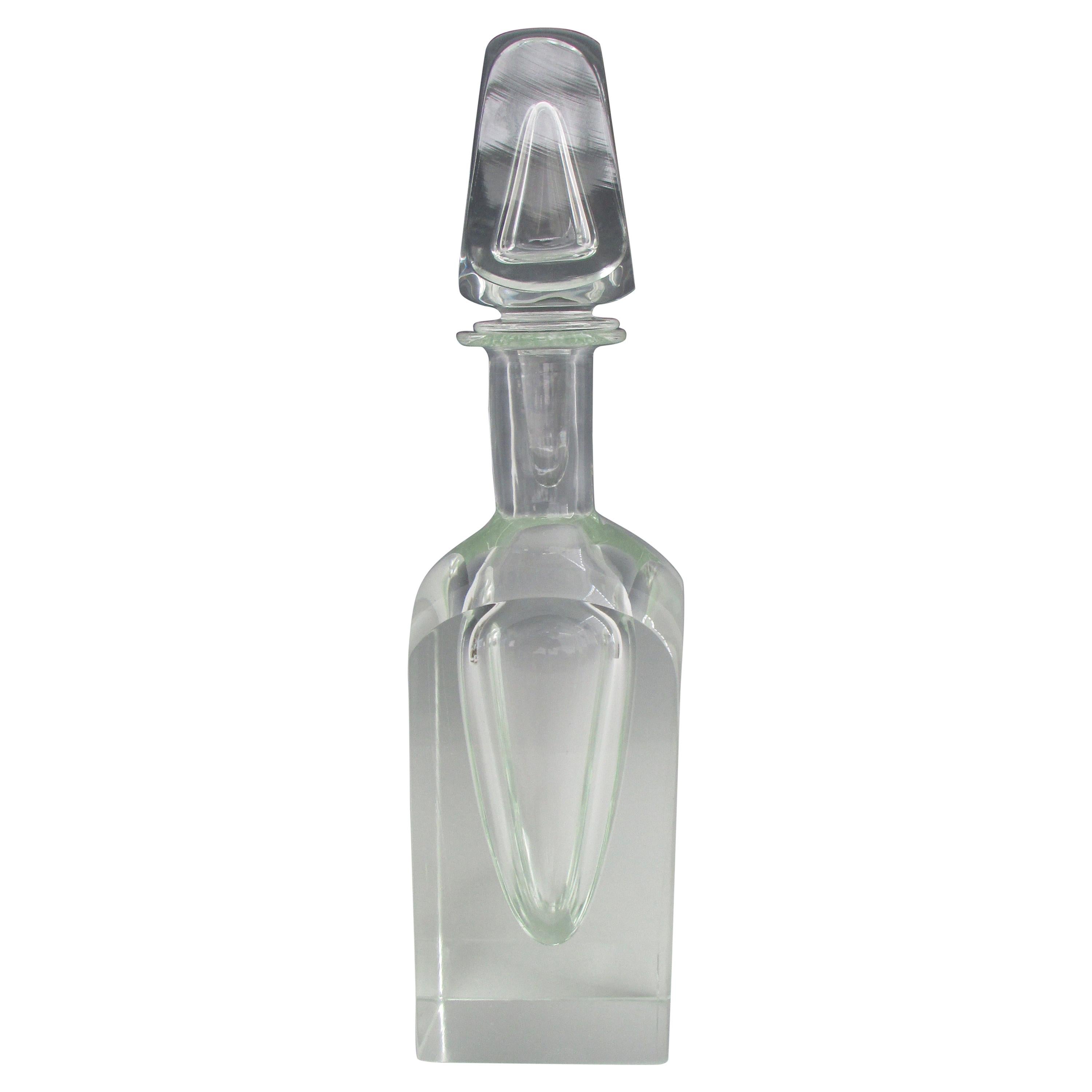 Post Modern Memphis Style Clear Murano Polished Glass Decanter For Sale