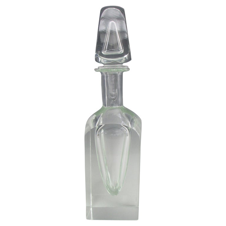 Post Modern Memphis Style Clear Murano Polished Glass Decanter For Sale at  1stDibs