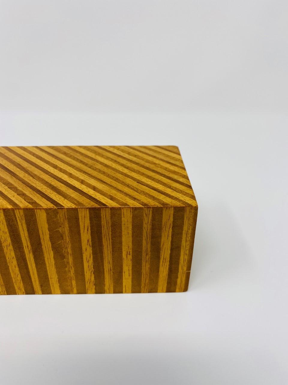 American Postmodern Memphis Style Mixed Wood Trinket Box