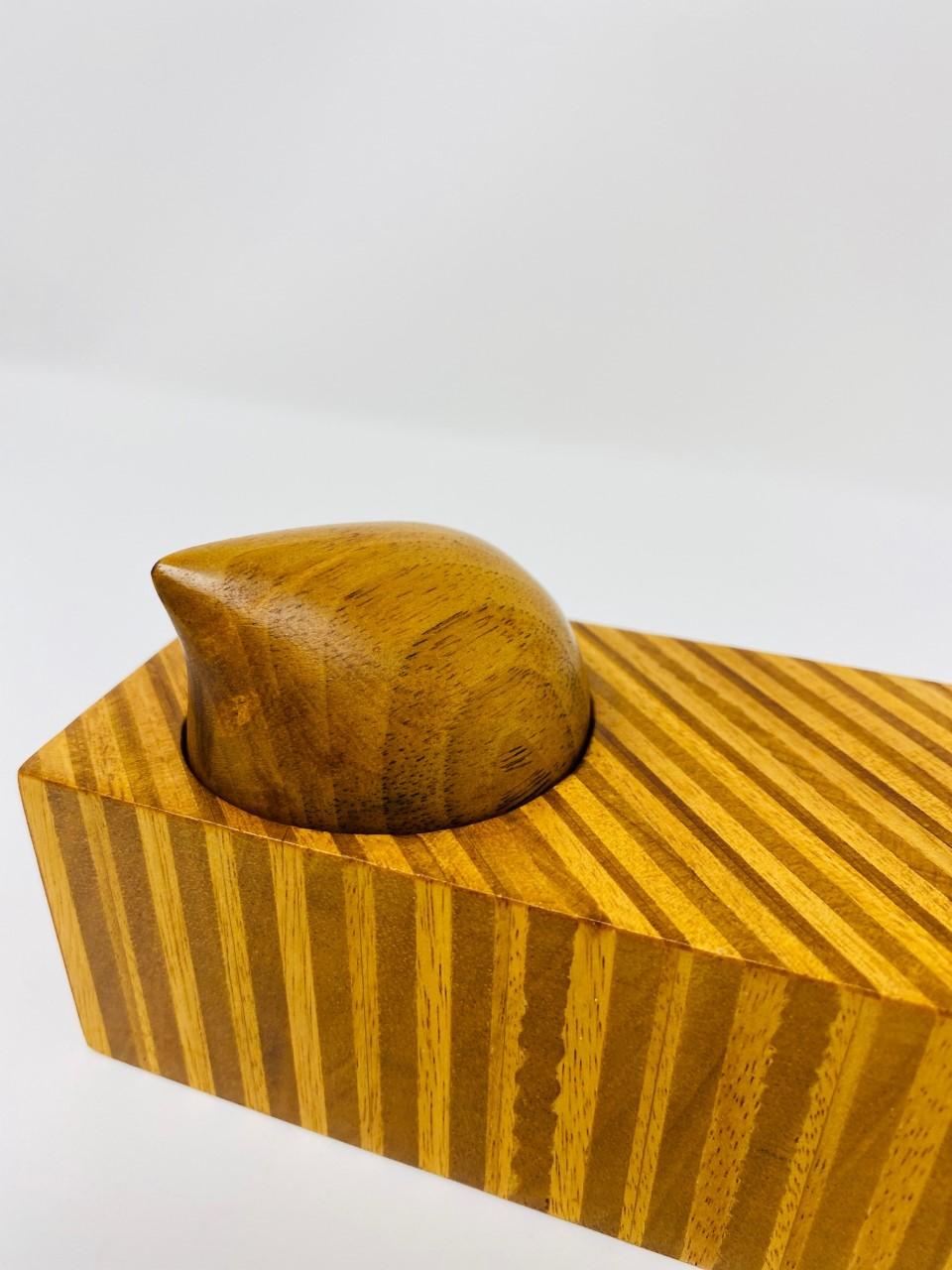 Postmodern Memphis Style Mixed Wood Trinket Box In Good Condition In San Diego, CA