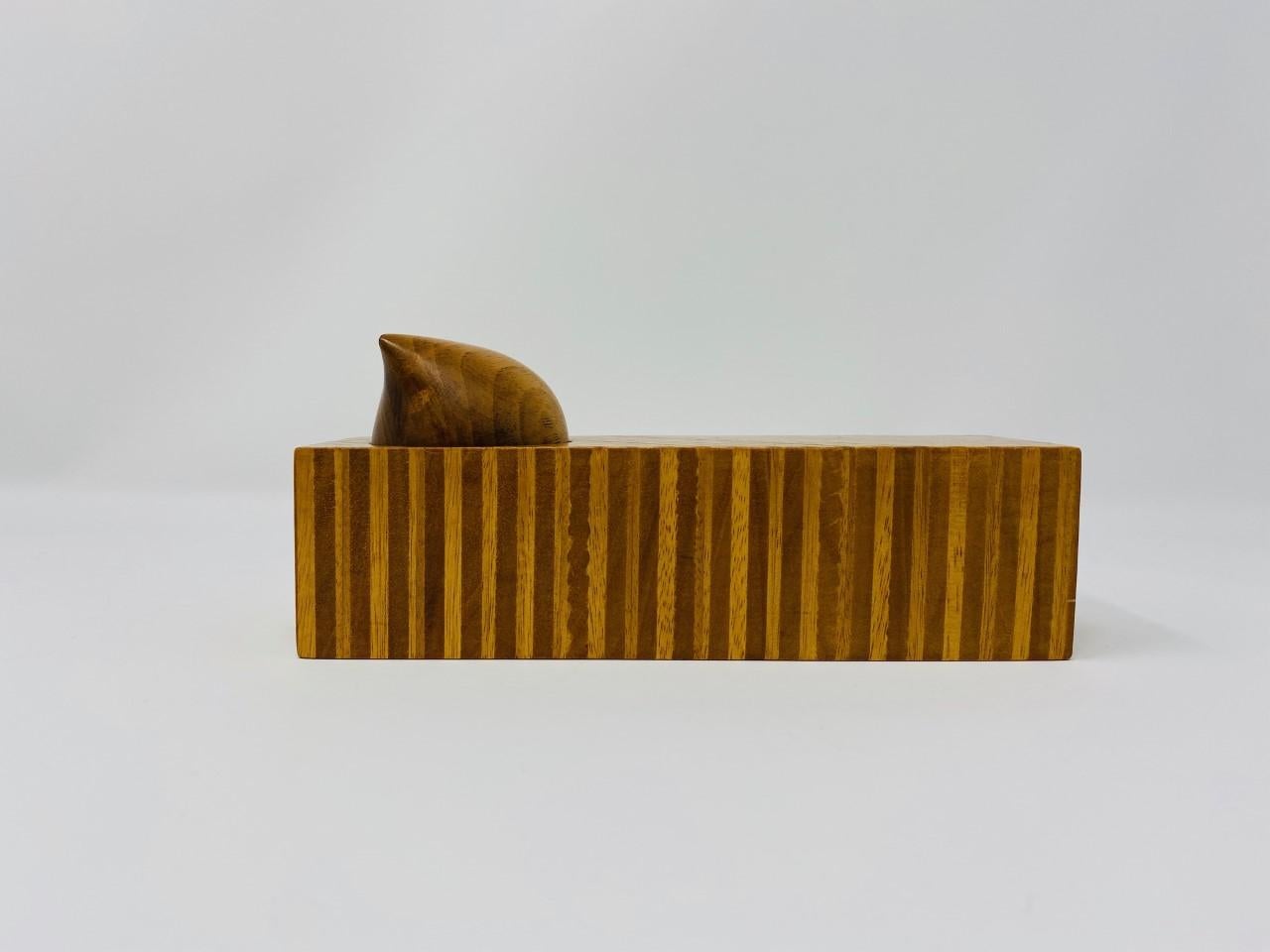 20th Century Postmodern Memphis Style Mixed Wood Trinket Box