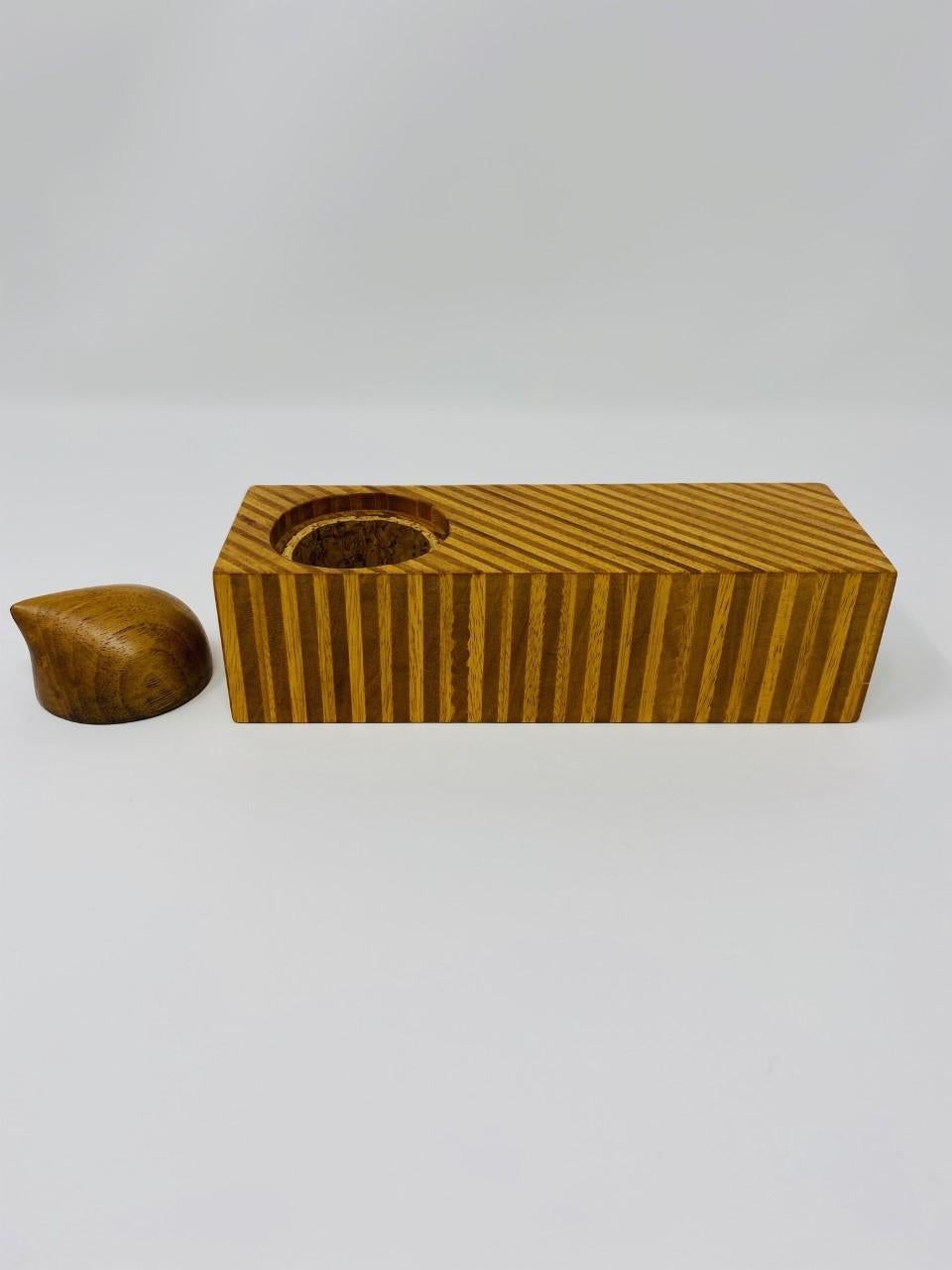 Ash Postmodern Memphis Style Mixed Wood Trinket Box