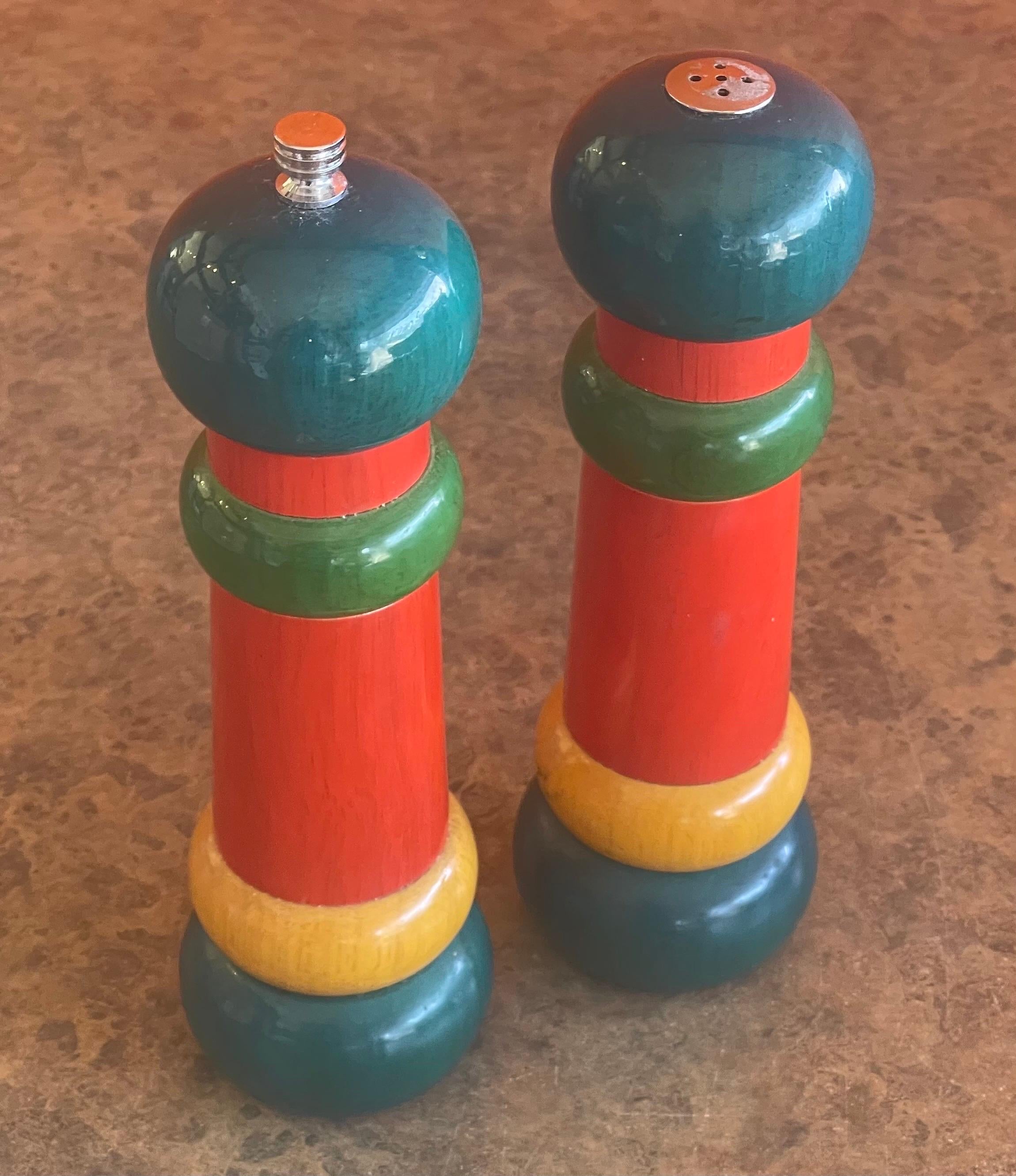 Post-Modern Memphis Style Salt and Pepper Shakers by Olde Thompson In Good Condition For Sale In San Diego, CA