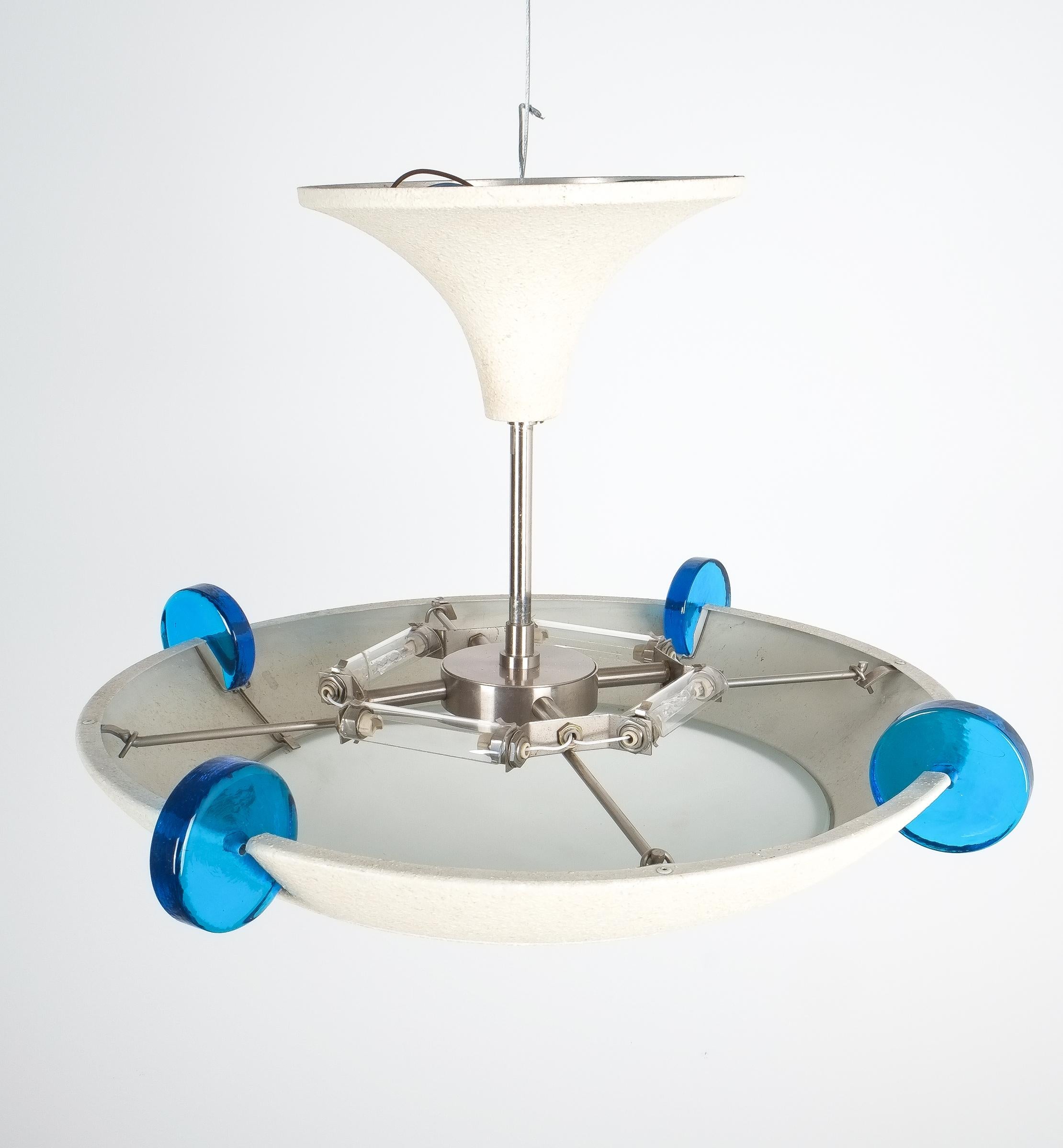 Late 20th Century Postmodern Memphis Style Semi Flush Mount or Chandelier, Italy