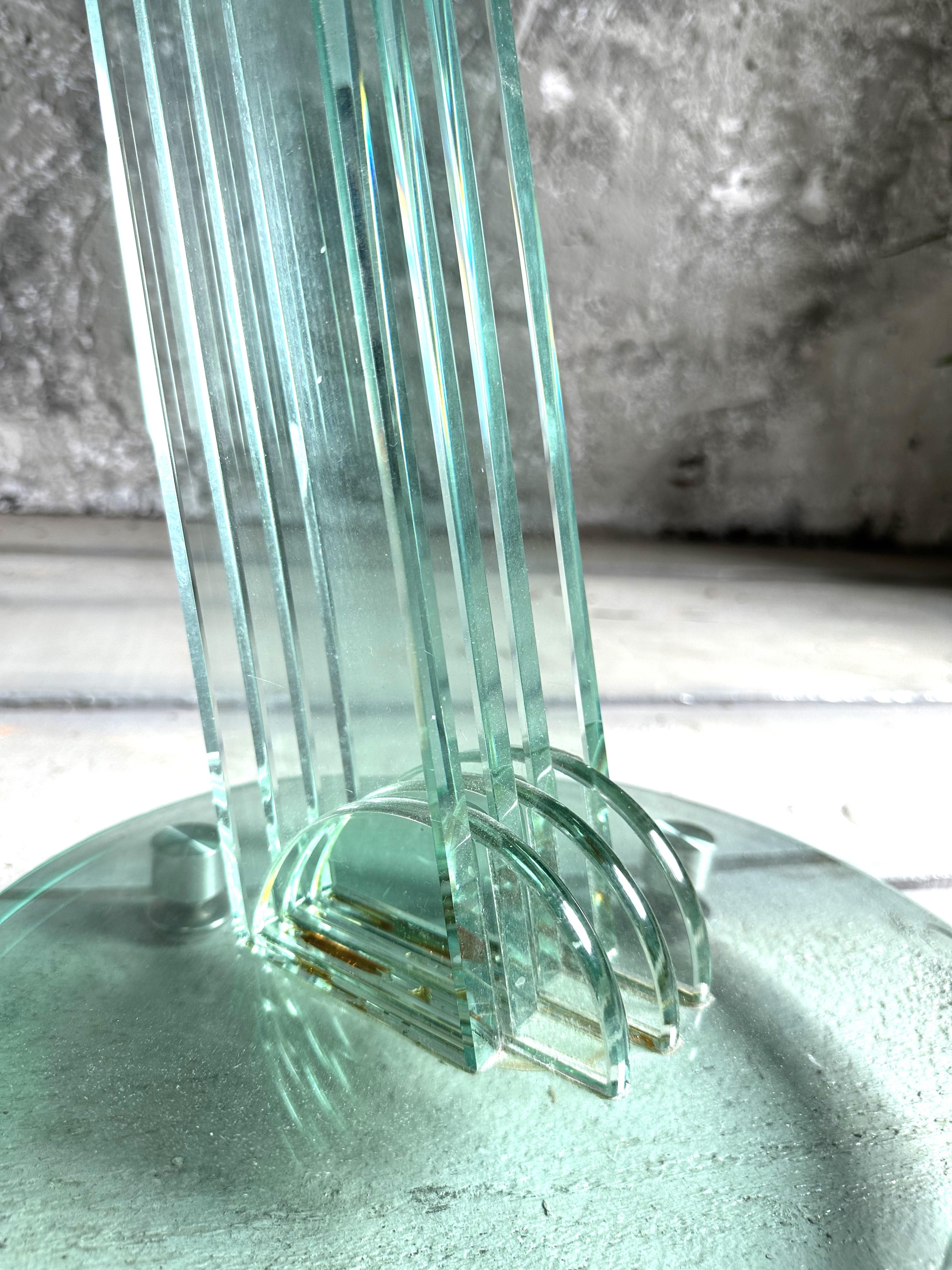 Post-Modern Memphis Style Side Table Fontana Arte, solid Glass, Italy 1980s For Sale 7