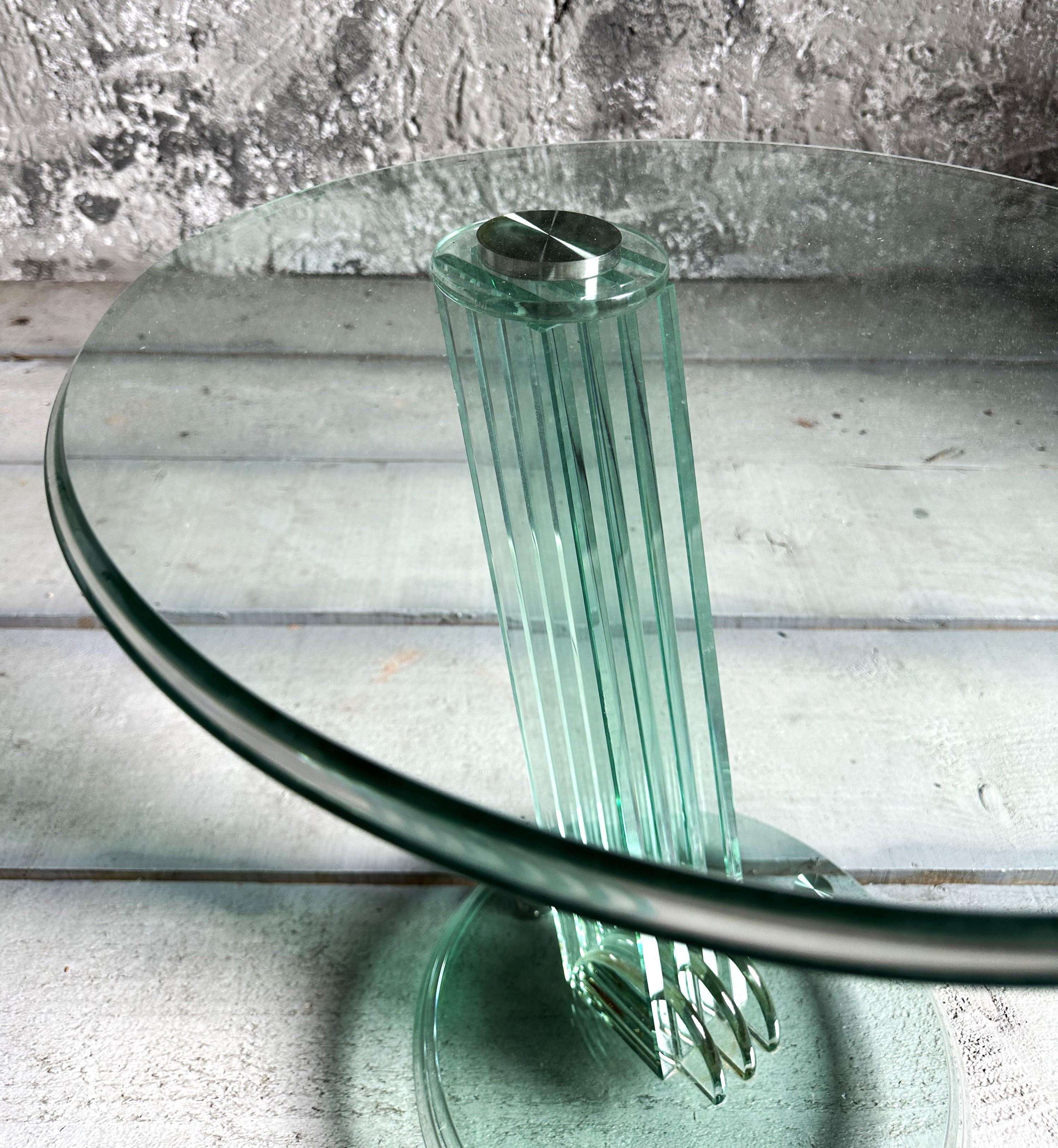 Post-Modern Memphis Style Side Table Fontana Arte, solid Glass, Italy 1980s For Sale 9