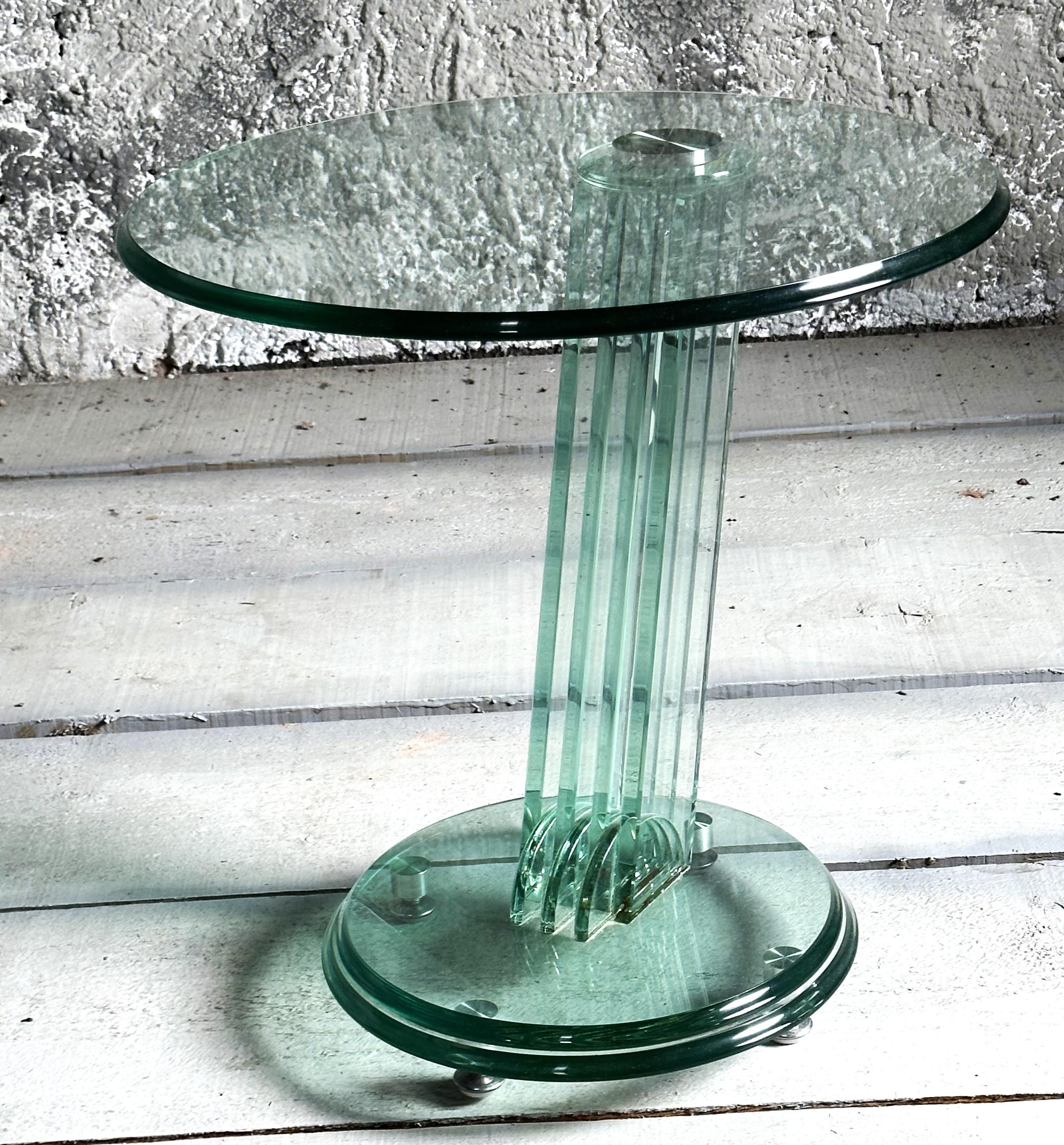 Table d'appoint postmoderne Memphis Fontana Arte, verre massif, Italie années 1980 en vente 10