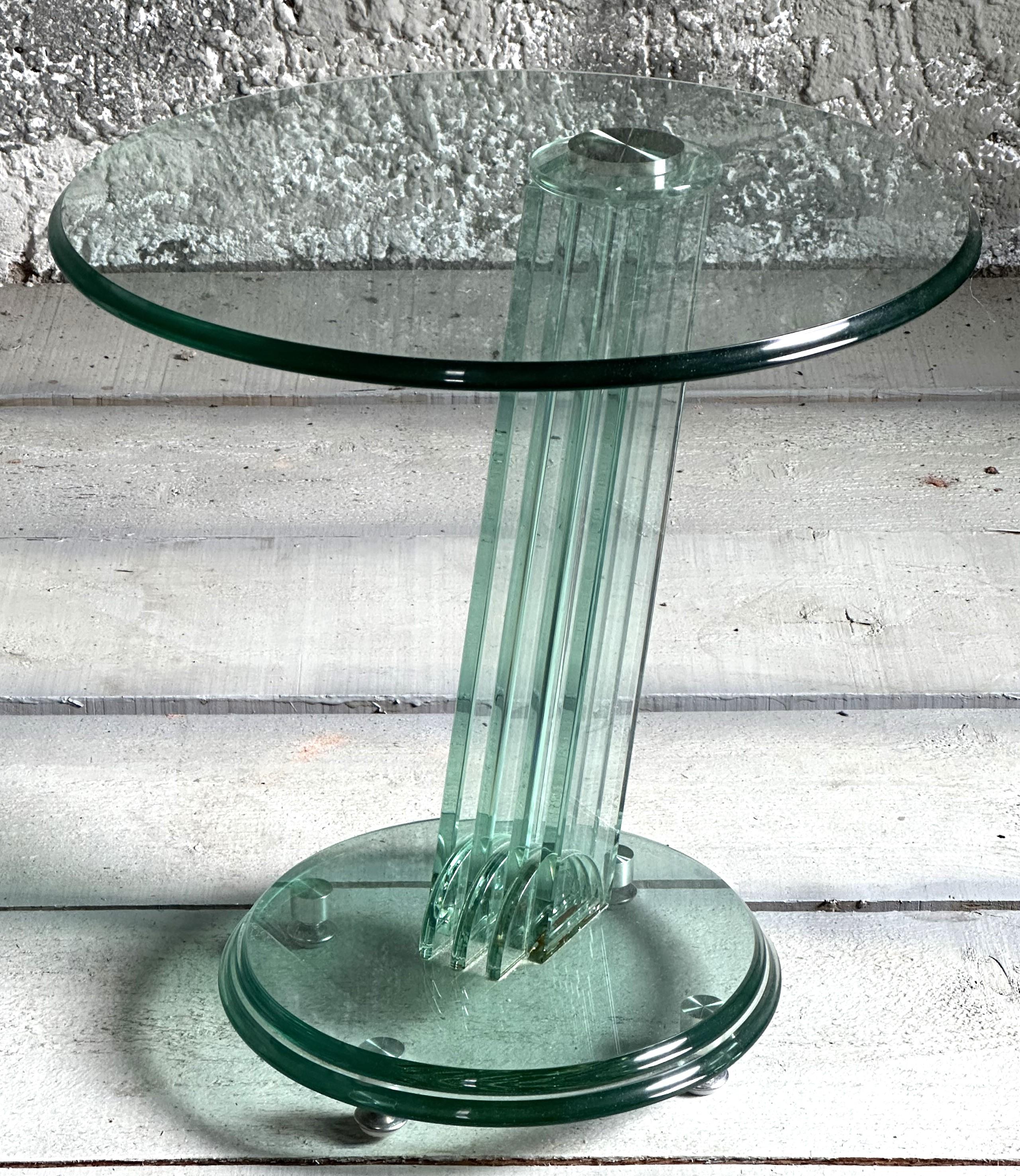 Post-Modern Memphis Style Side Table Fontana Arte, solid Glass, Italy 1980s For Sale 14