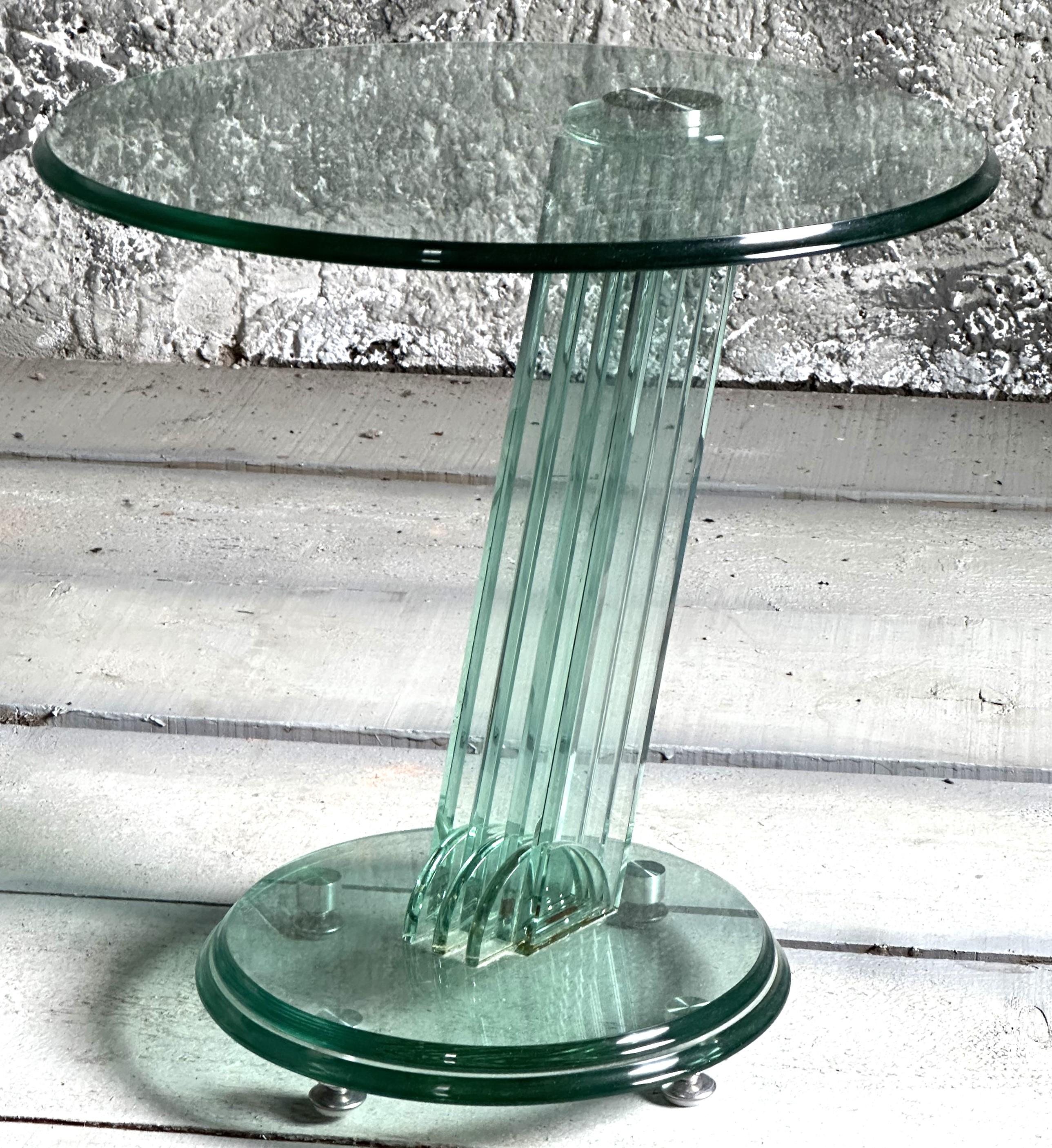 Post-Modern Memphis Style Side Table Fontana Arte, solid Glass, Italy 1980s For Sale 15