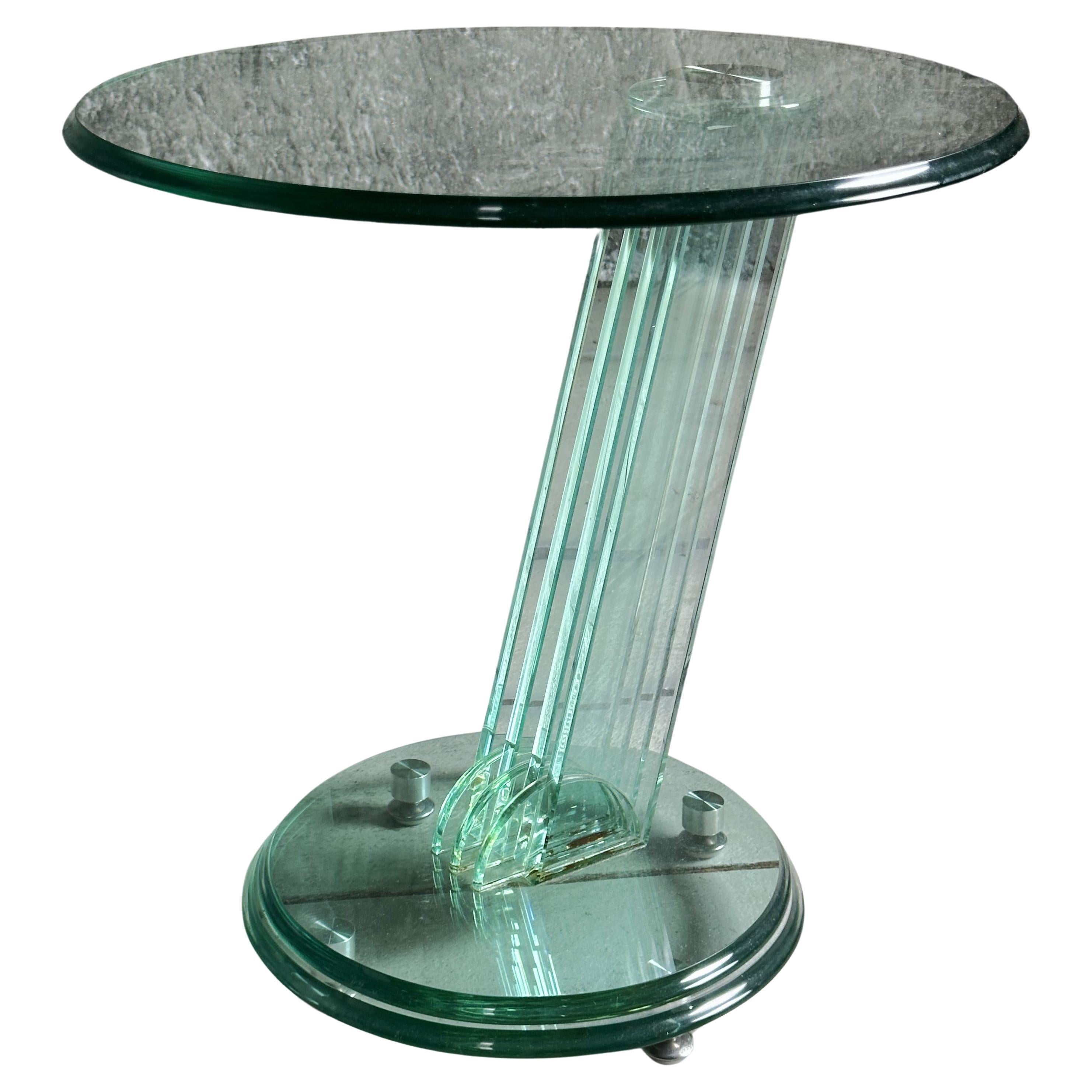 Post-Modern Memphis Style Side Table Fontana Arte, solid Glass, Italy 1980s For Sale