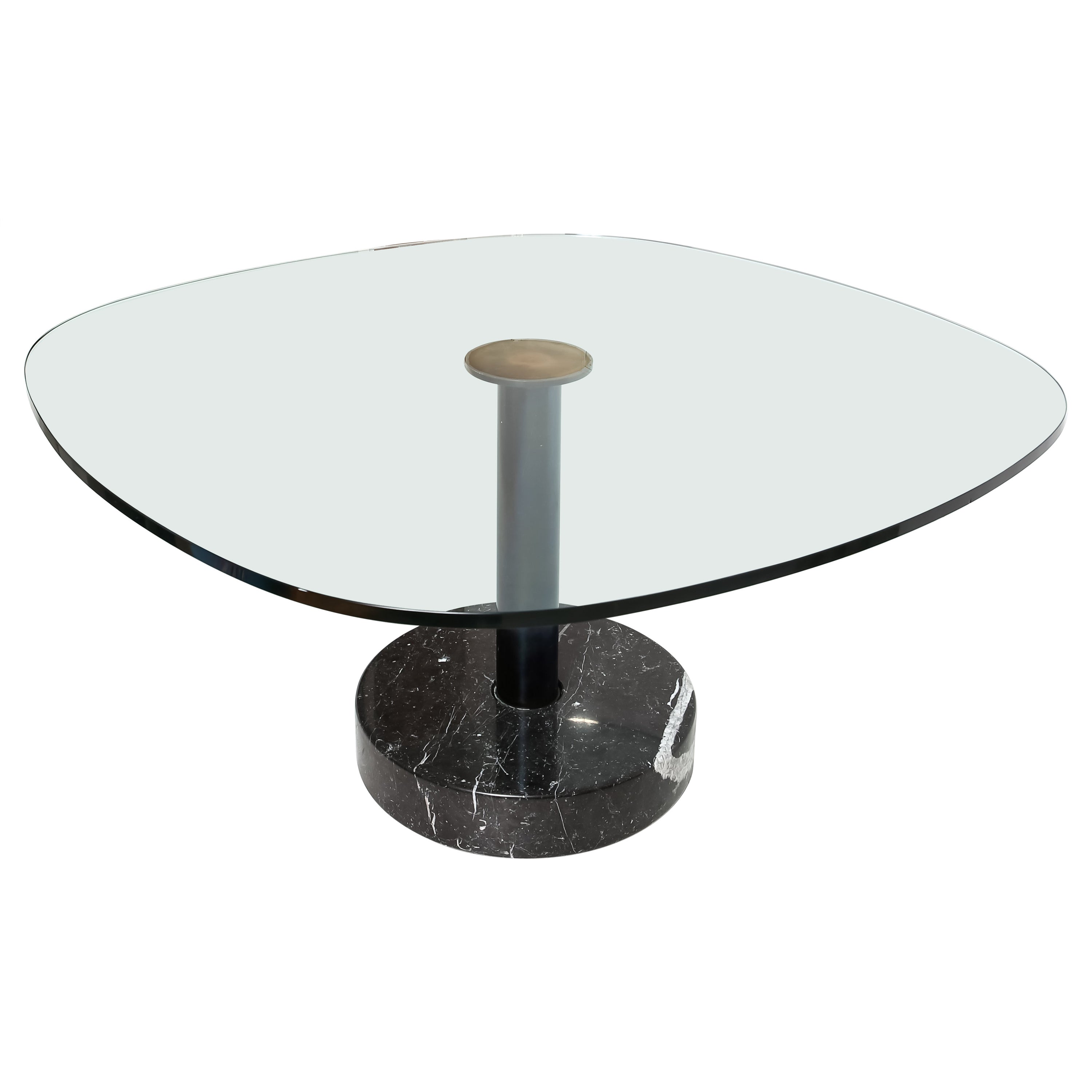 Post-modern “Menhir” centre table of granite, glass 
mixed metals