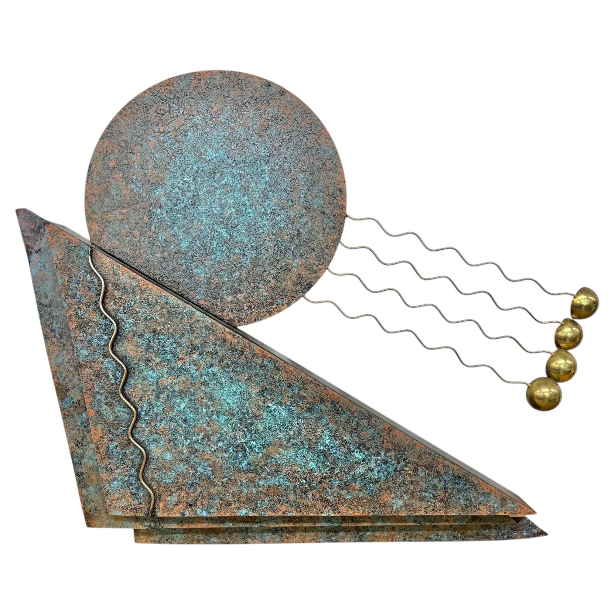 Postmoderne Metal-Skulptur als abstrakte Wandkunst, signiert von Curtis Jere, 1991 im Angebot