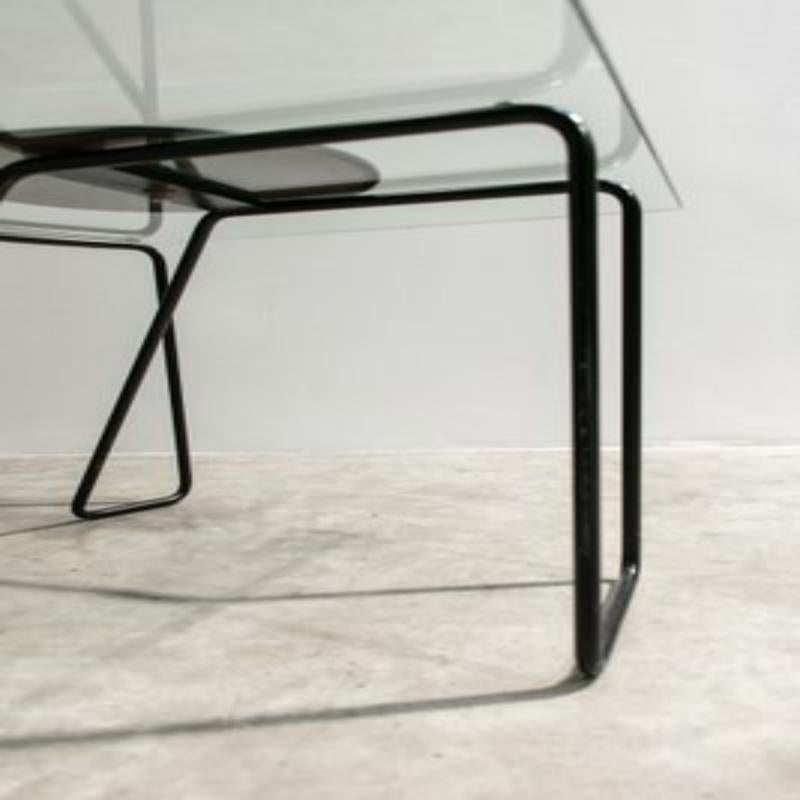20th Century Post-Modern Metal and Glass Coffee Table, Italy, 1980s For Sale