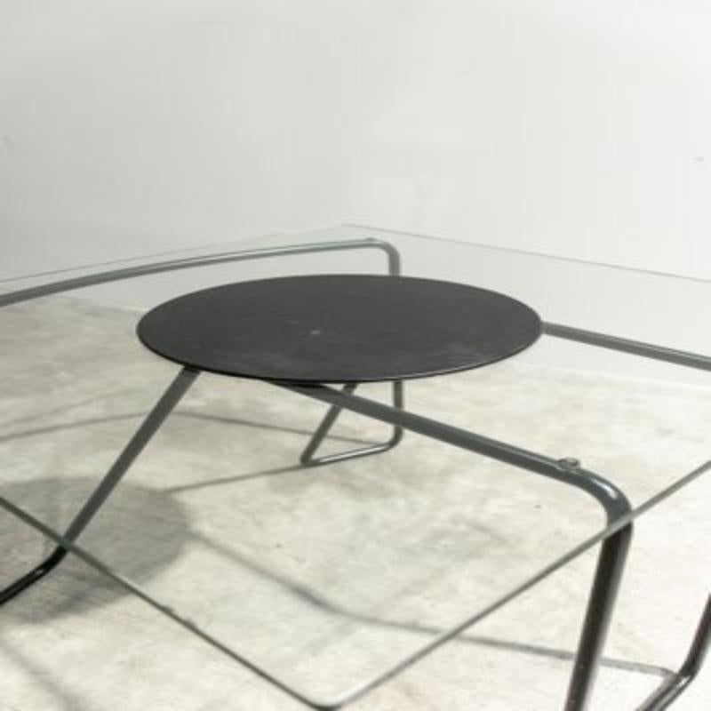 Post-Modern Metal and Glass Coffee Table, Italy, 1980s For Sale 1