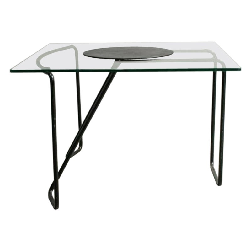 Post-Modern Metal and Glass Coffee Table, Italy, 1980s For Sale