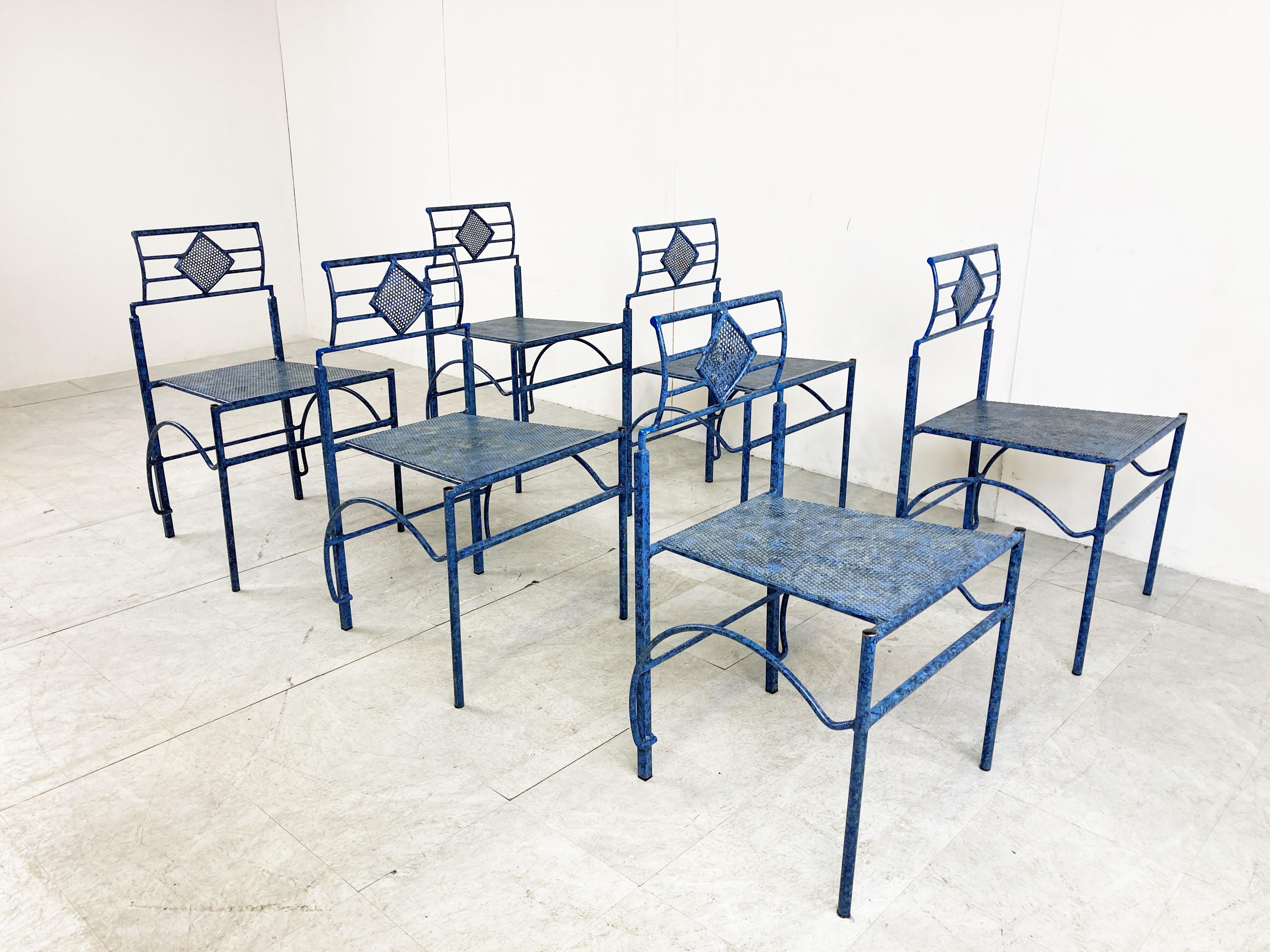 Post Modern Metal Dining Chairs, 1980s For Sale 4
