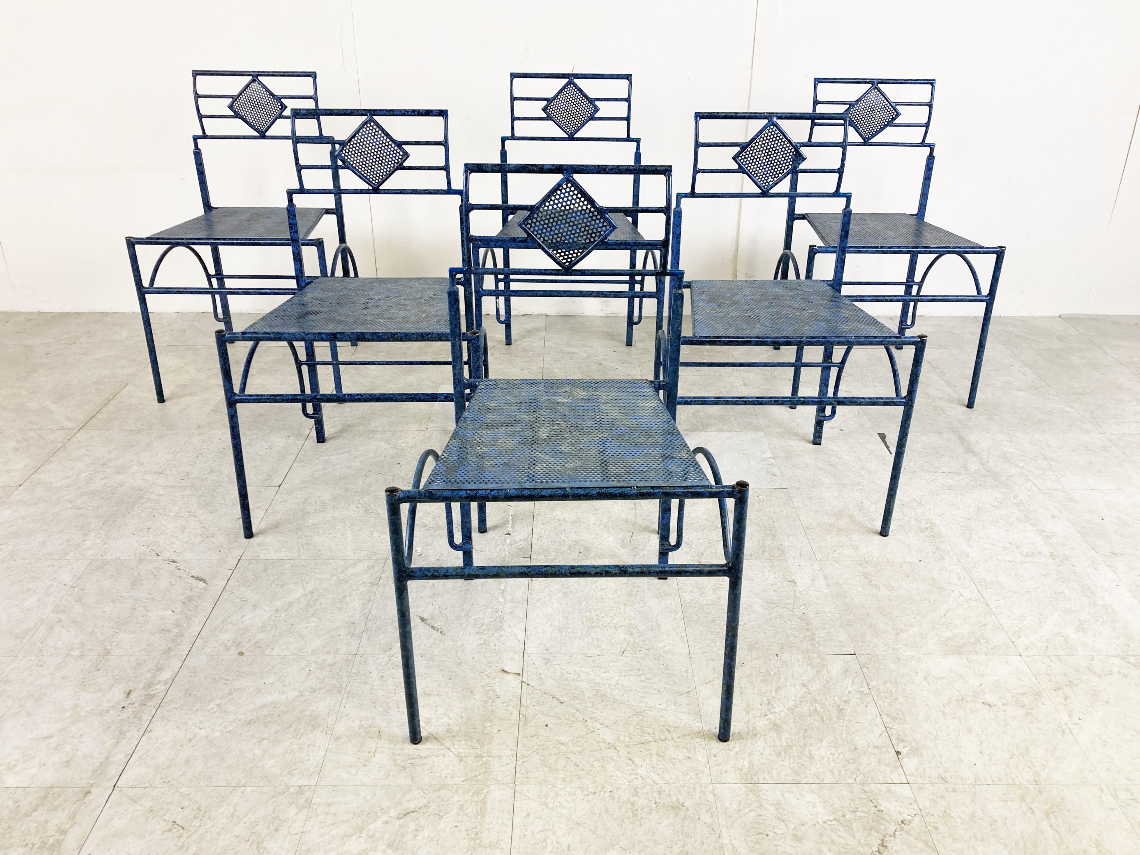 Post-Modern Post Modern Metal Dining Chairs, 1980s For Sale
